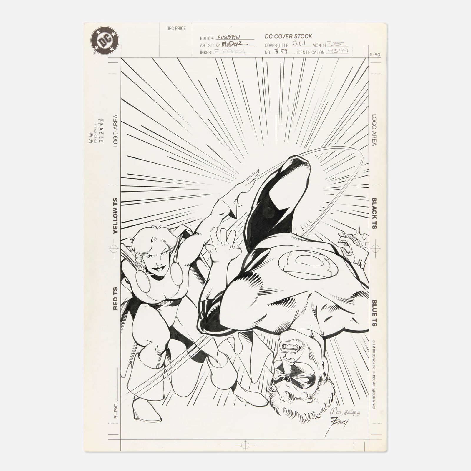 Lee Moder and Frank Percy, Justice League International #59 Unpublished Cover Original Art (1 of 1)