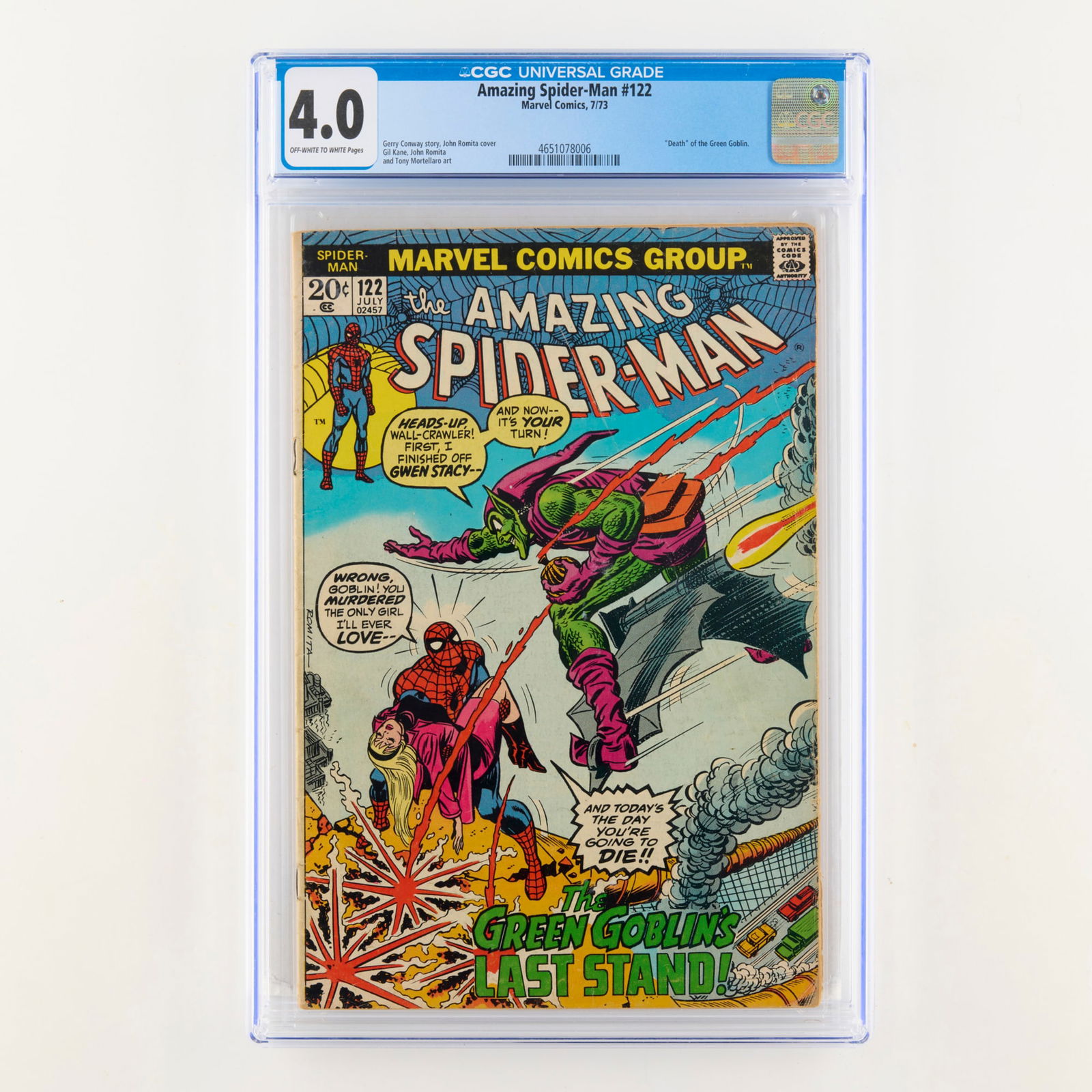 Marvel Comics Amazing Spider-Man #122 CGC 4.0 (1 of 2)