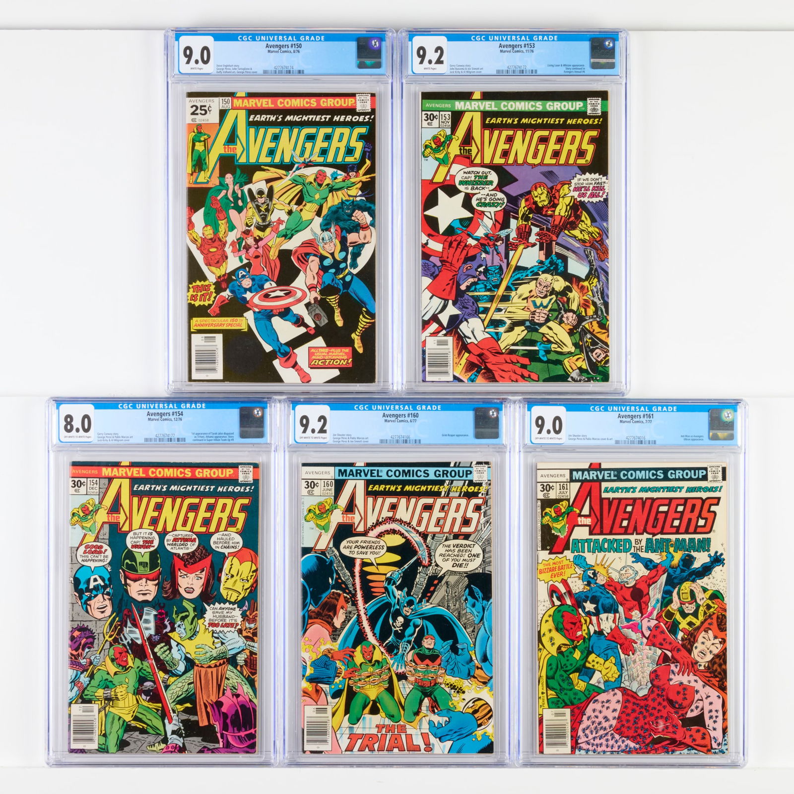 5 Marvel Comics Avengers #150-#161 CGC Group (1 of 2)