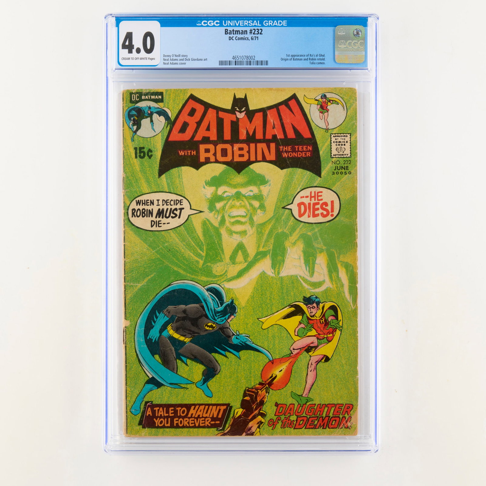 DC Comics Batman #232 CGC 4.0 (1 of 2)