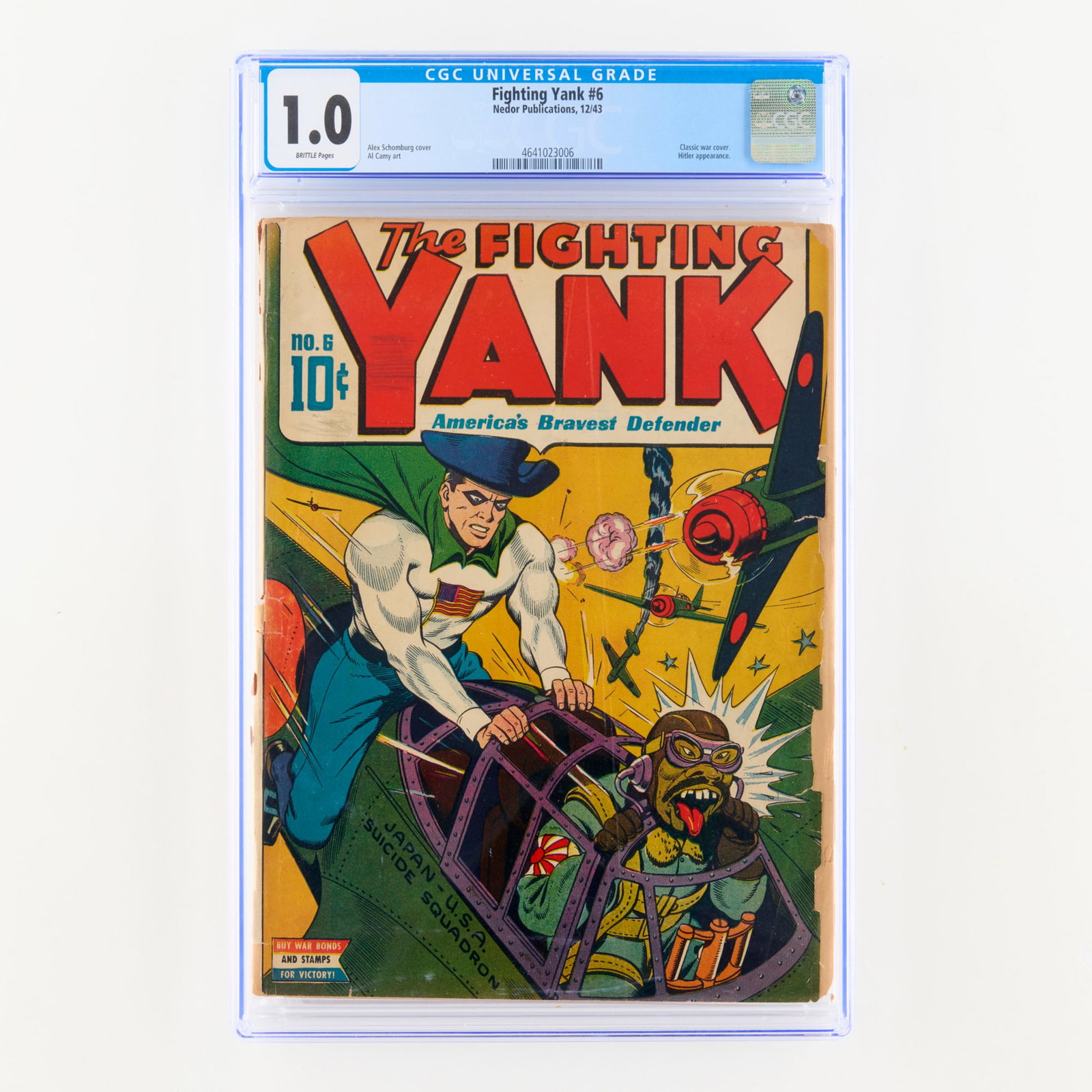 Nedor Publications Fighting Yank #6 CGC 1.0: Nedor Publications Fighting Yank #6 CGC 1.0 USA, 1943 This Golden Age piece is highly sought after for its classic war cover by the iconic Alex Schomburg. The issue contains a significant historical H