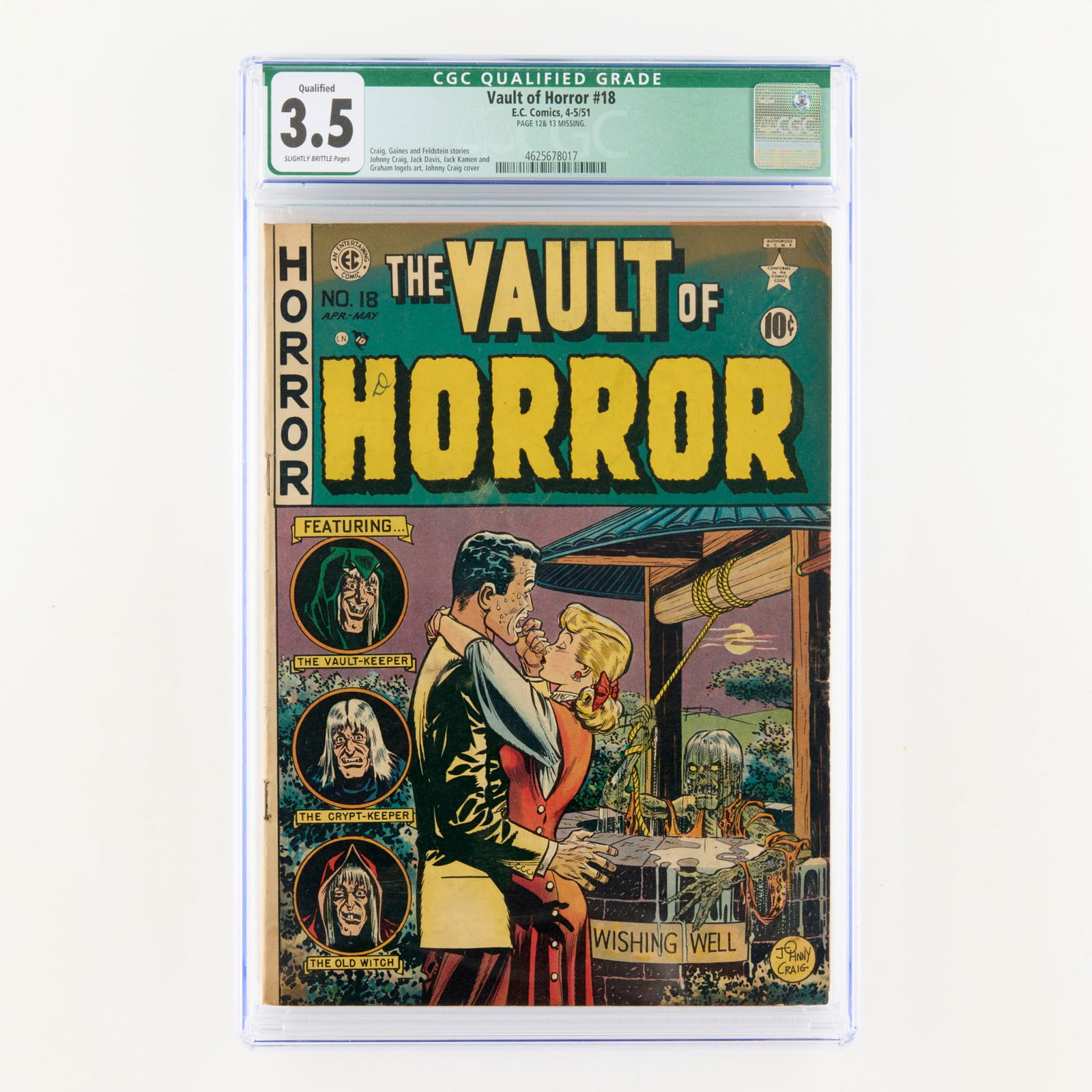 E.C. Comics Vault of Horror #18 CGC 3.5 Qualified (1 of 2)