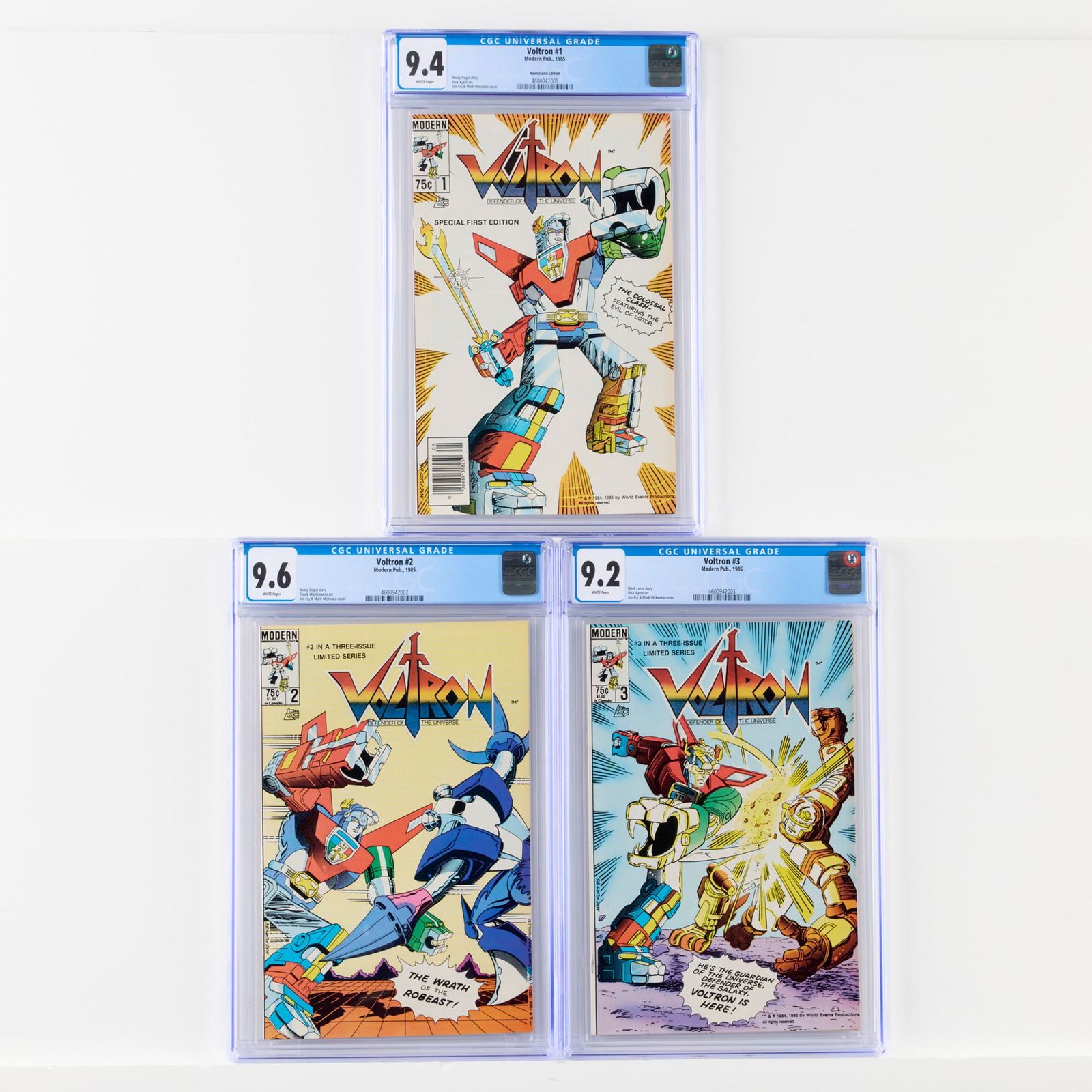 3 Modern Pub. Voltron #1-#3 CGC Group (1 of 2)