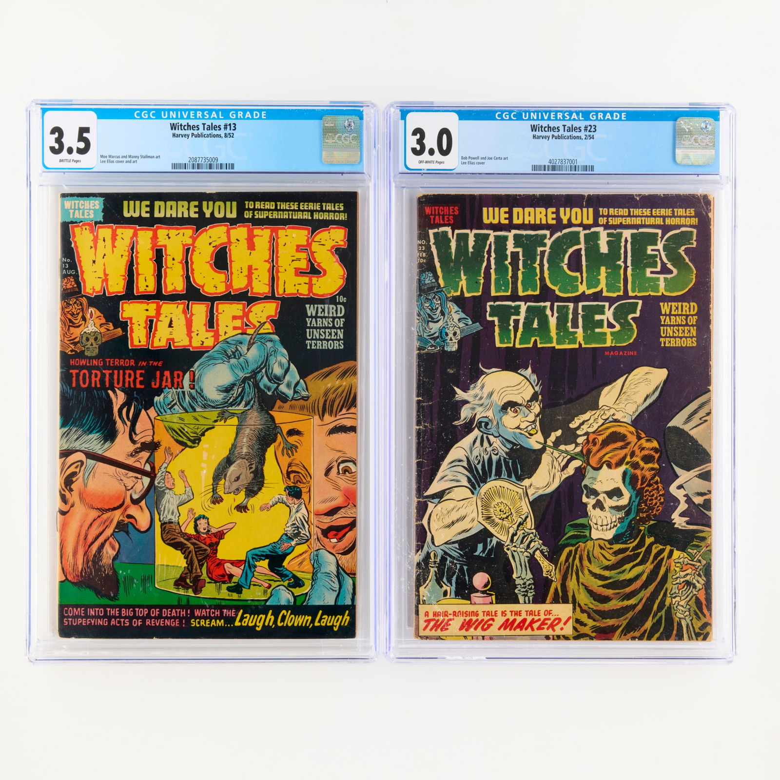 2 Harvey Publications Witches Tales #13 and #23 CGC Group: 2 Harvey Publications Witches Tales #13 and #23 CGC Group USA, 20th Century Harvey Publications Witches Tales #13 CGC 3.5 (8/52) CGC#: 2087735009Population: 4 in 3.5,
