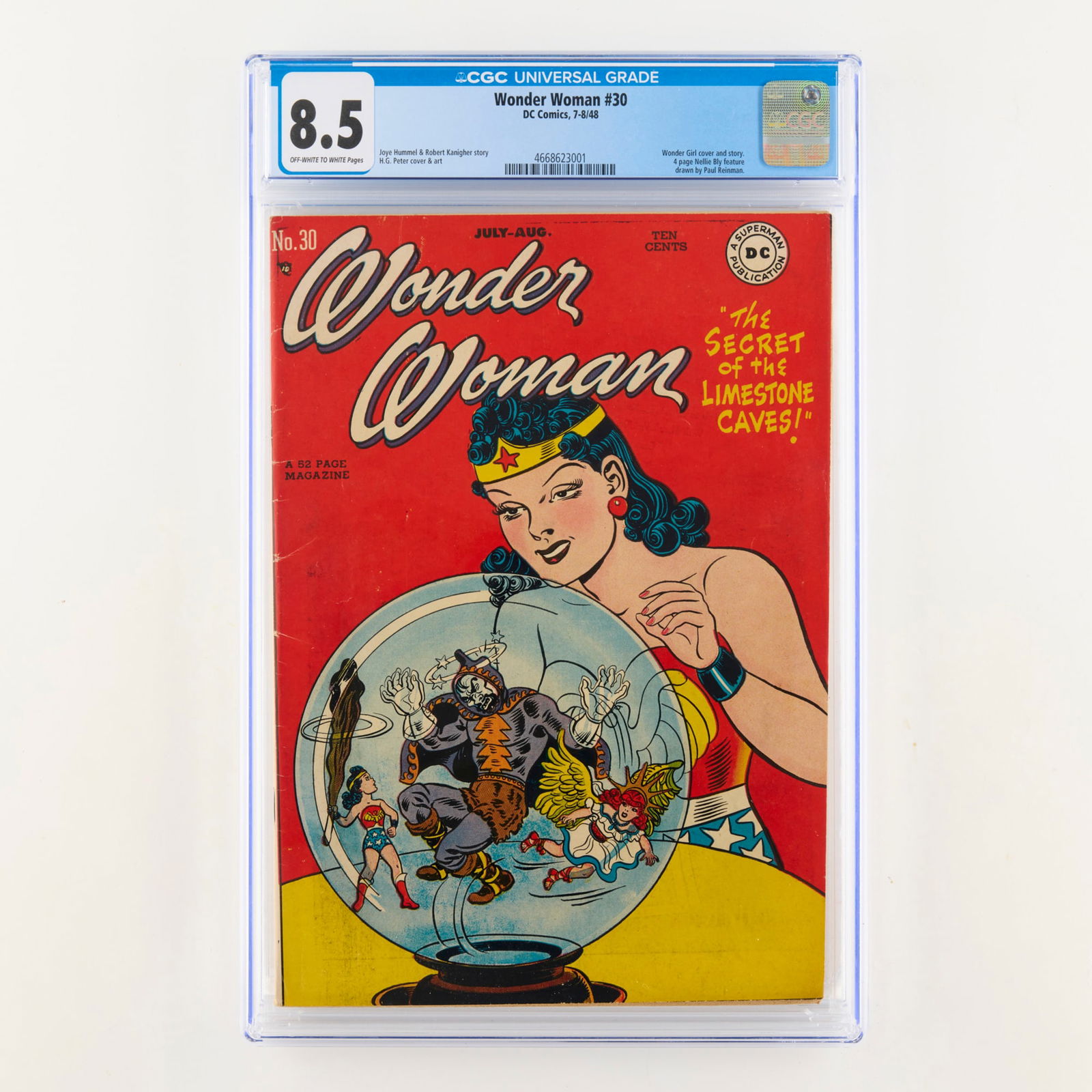 DC Comics Wonder Woman #30 CGC 8.5: DC Comics Wonder Woman #30 CGC 8.5 USA, 1948 A significant Golden Age key featuring a rare Wonder Girl cover and story by Robert Kanigher and H.G. Peter. This high-grade copy also includes a historica