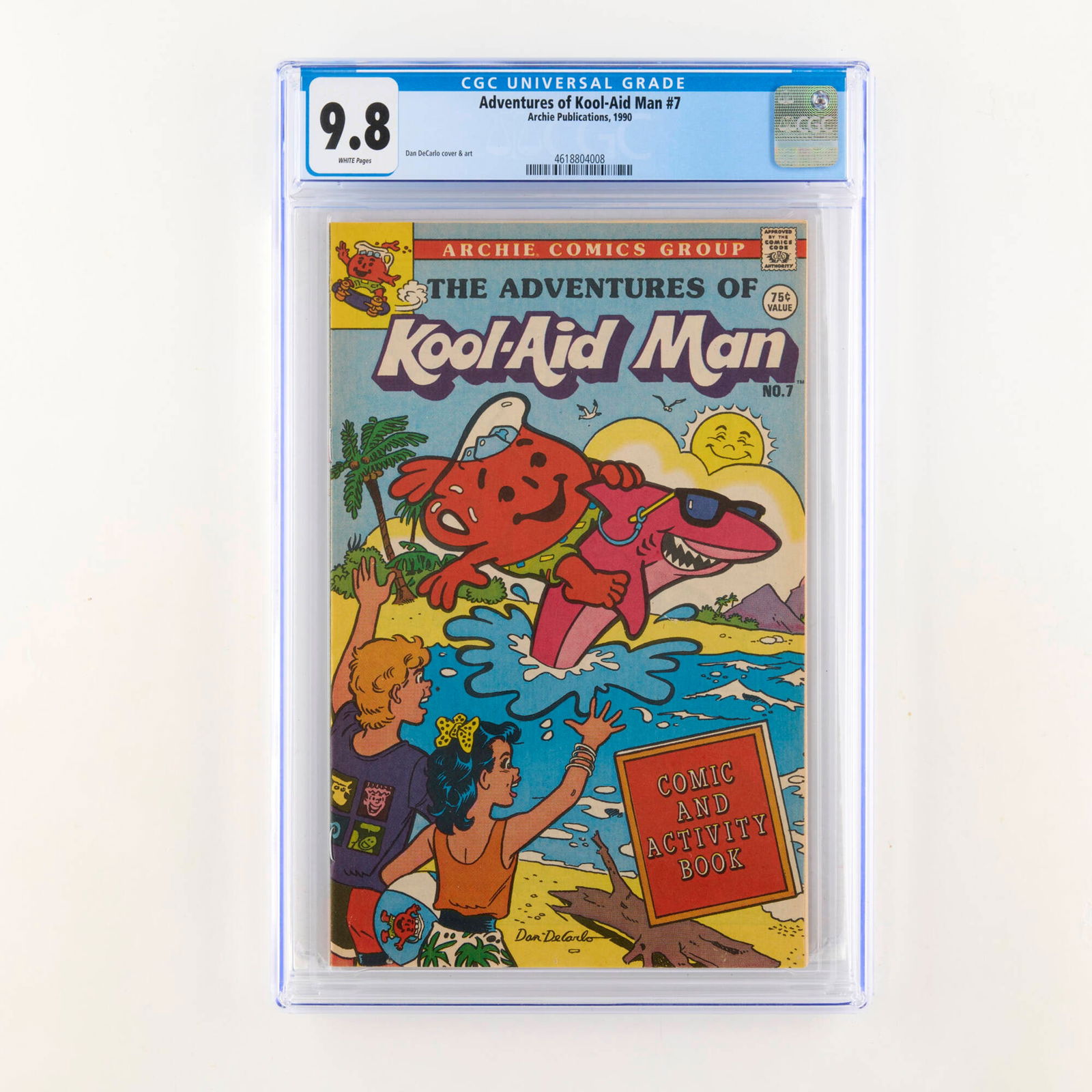 Archie Publications Adventures of Kool-Aid Man #7 CGC 9.8: Archie Publications Adventures of Kool-Aid Man #7 CGC 9.8 USA, 1990 Top Population! From the Modern Age, this promotional collectible features the unmistakable art of Dan DeCarlo. CGC#: 4618804008<