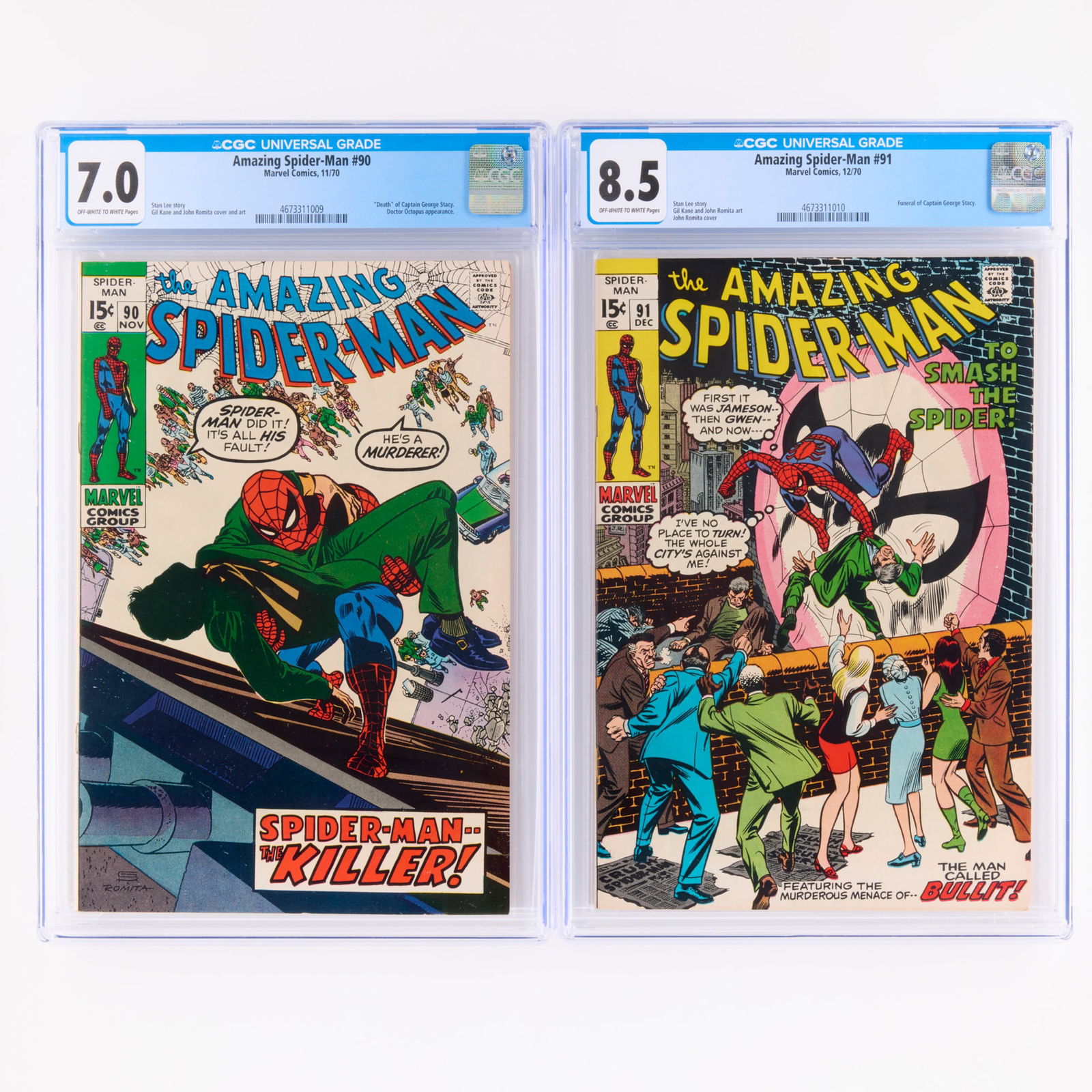 2 Marvel Comics Amazing Spider-Man #90 and #91 CGC Group (1 of 2)