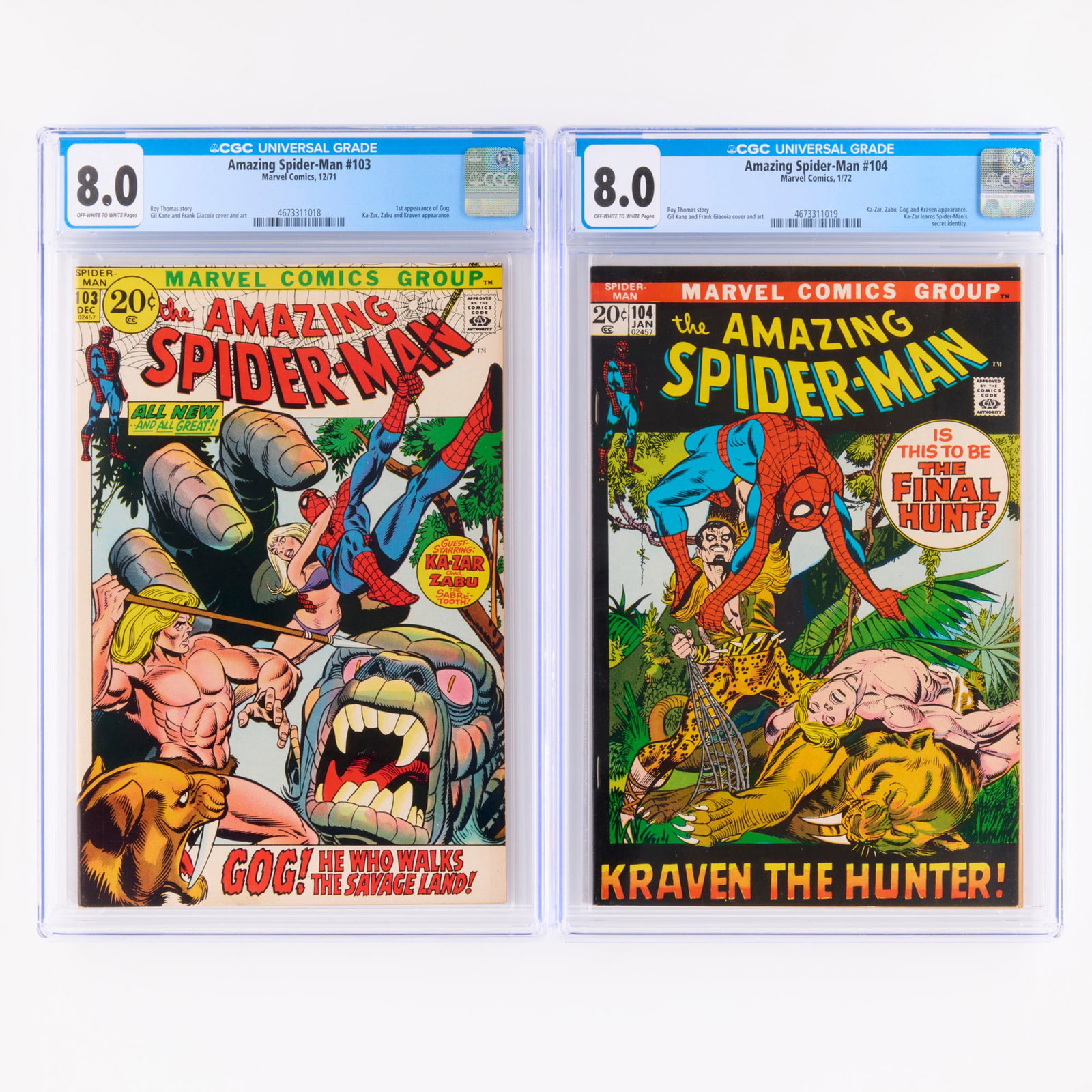 2 Marvel Comics Amazing Spider-Man #103 and #104 CGC 8.0 Group (1 of 2)