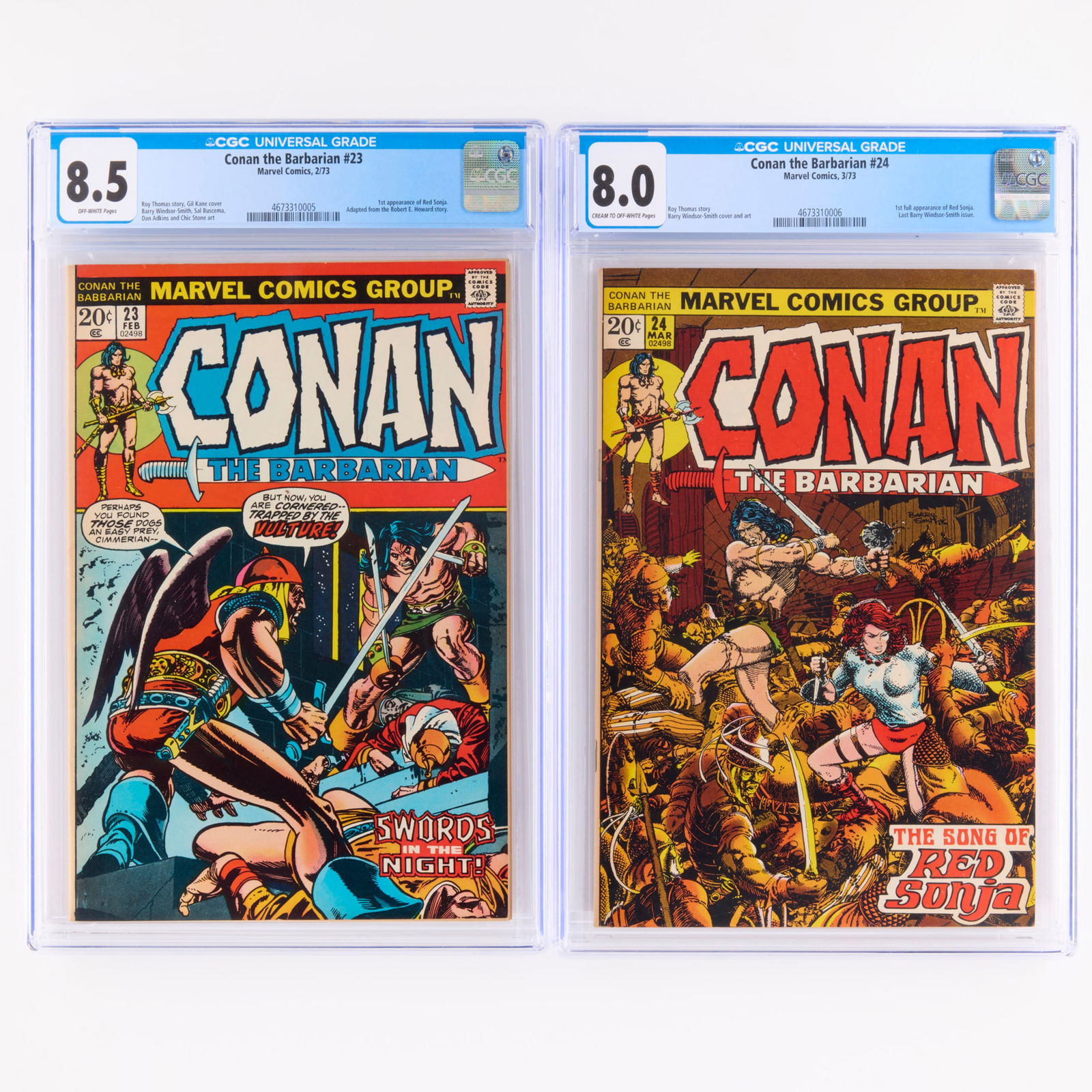 2 Marvel Comics Conan the Barbarian #23 and #24 CGC Group (1 of 2)