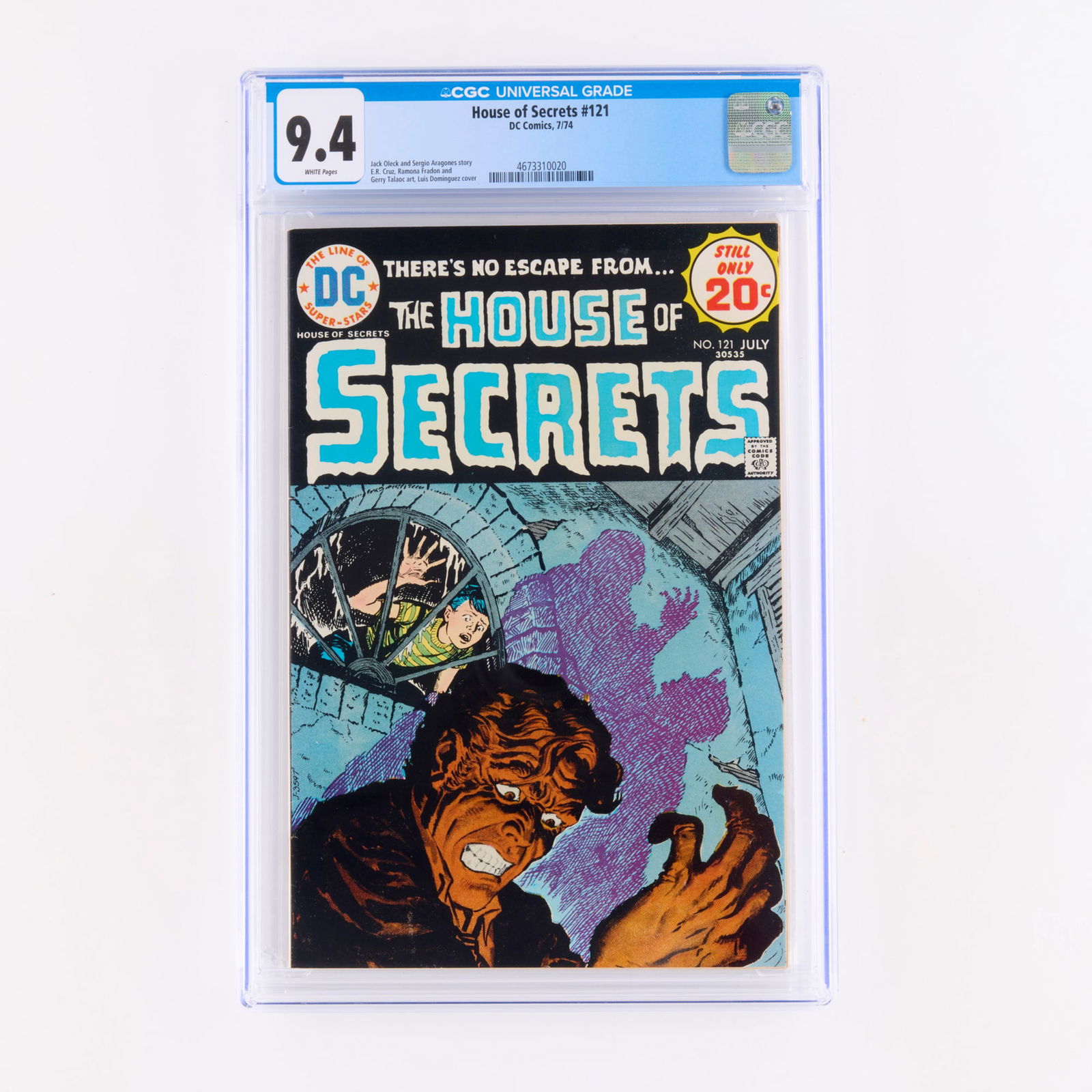 DC Comics House of Secrets #121 CGC 9.4: DC Comics House of Secrets #121 CGC 9.4 USA, 1974 This Bronze Age issue features a story collaboration between Jack Oleck and Sergio Aragones. Visuals are provided by Ramona Fradon and Gerry Talaoc, u