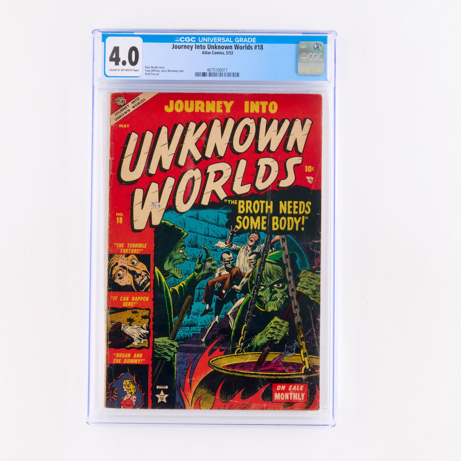 Atlas Comics Journey Into Unknown Worlds #18 CGC 4.0 (1 of 2)