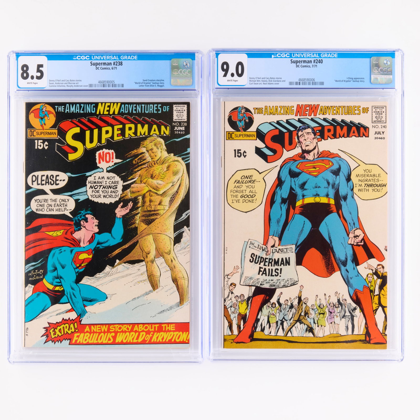 2 DC Comics Superman #238 and #240 CGC Group (1 of 2)
