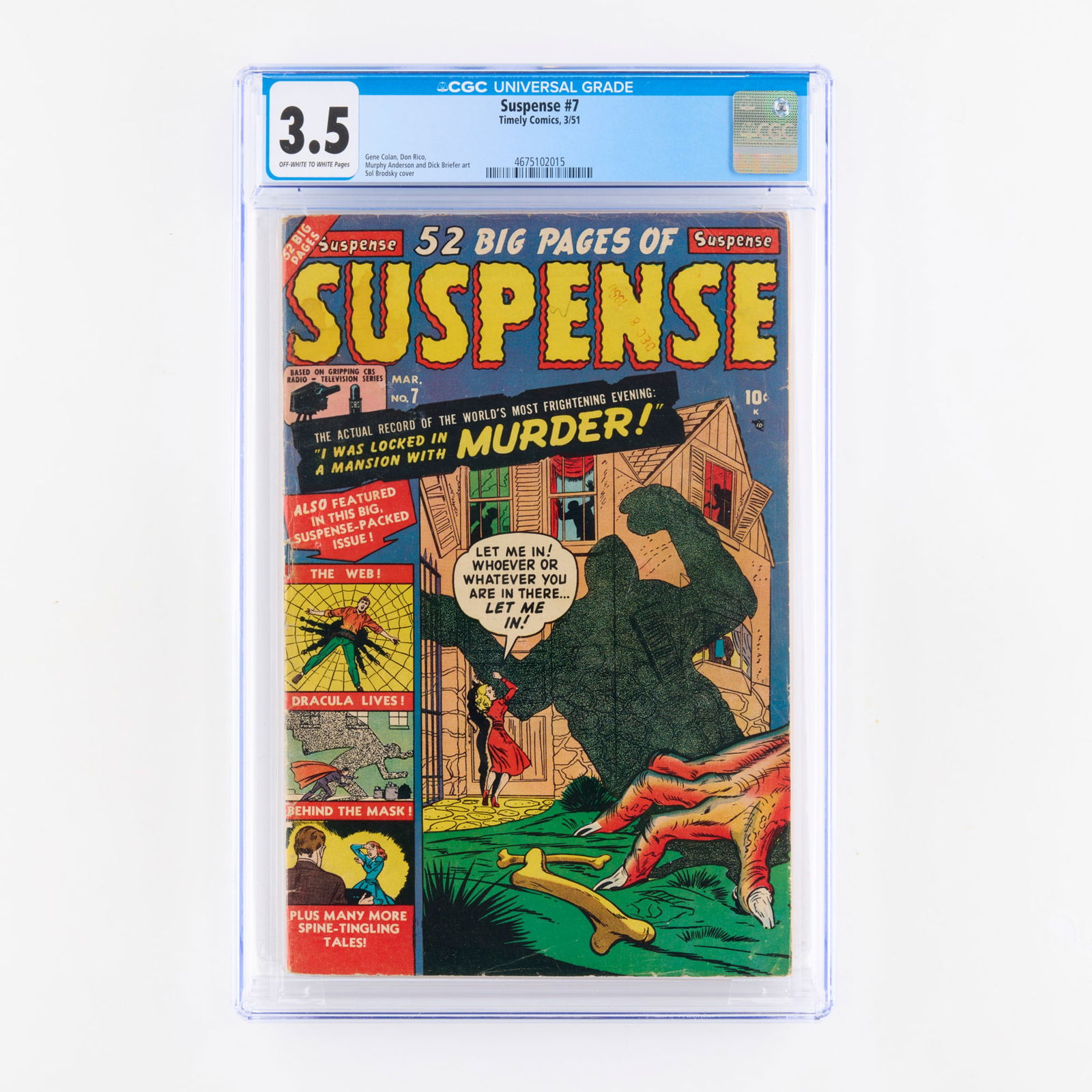 Timely Comics Suspense #7 CGC 3.5 (1 of 2)