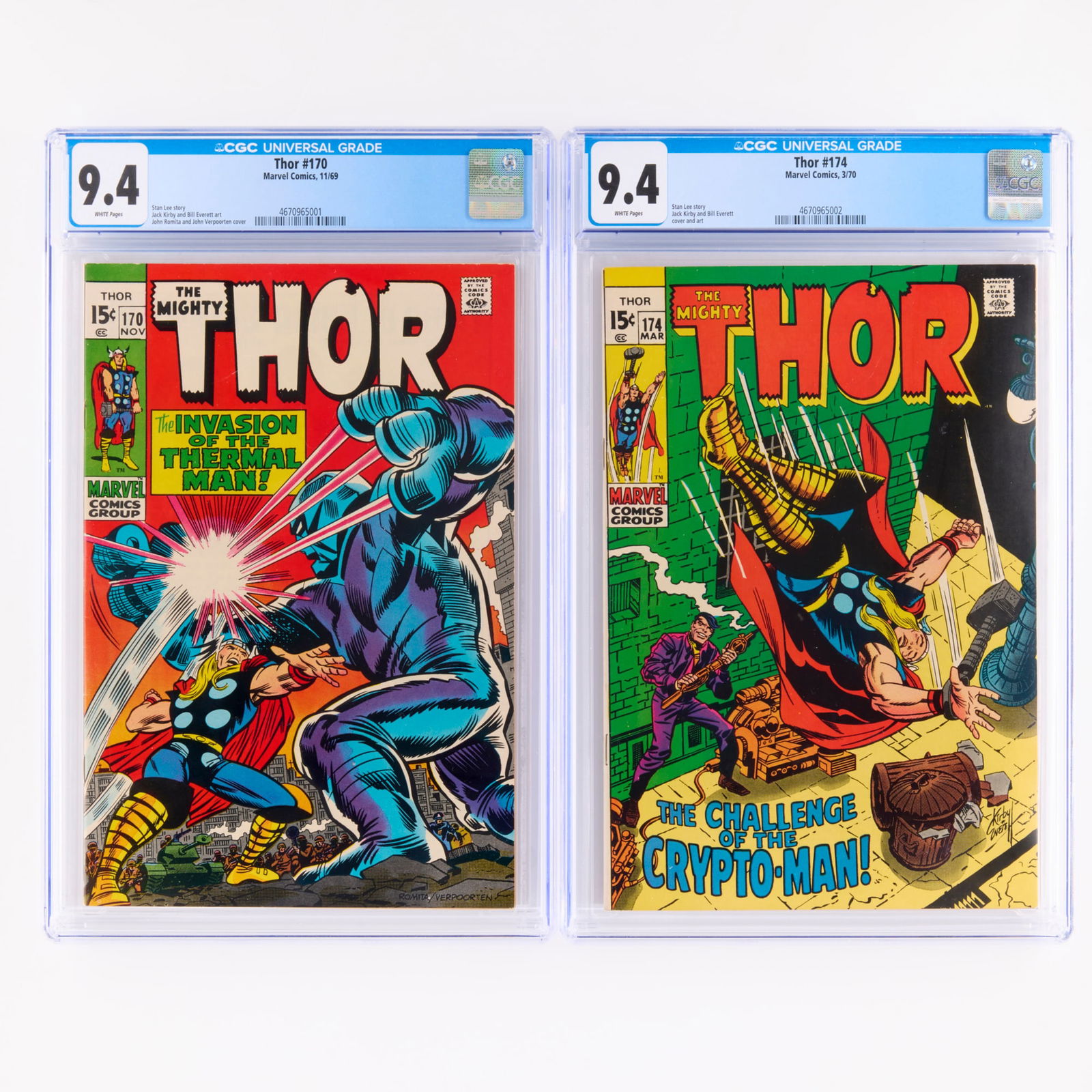 2 Marvel Comics Thor #170 and #174 CGC 9.4 Group (1 of 2)