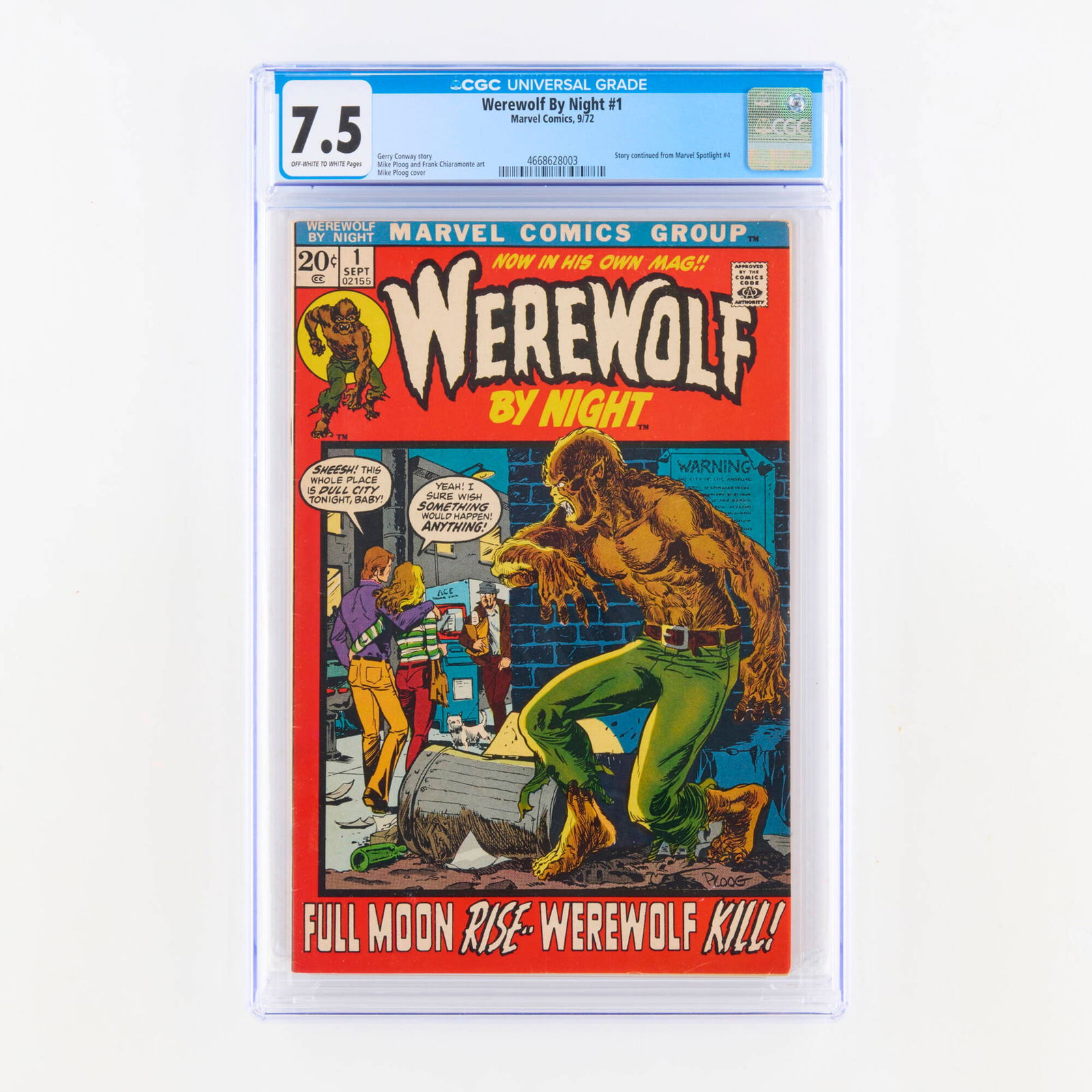 Marvel Comics Werewolf By Night #1 CGC 7.5 (1 of 2)