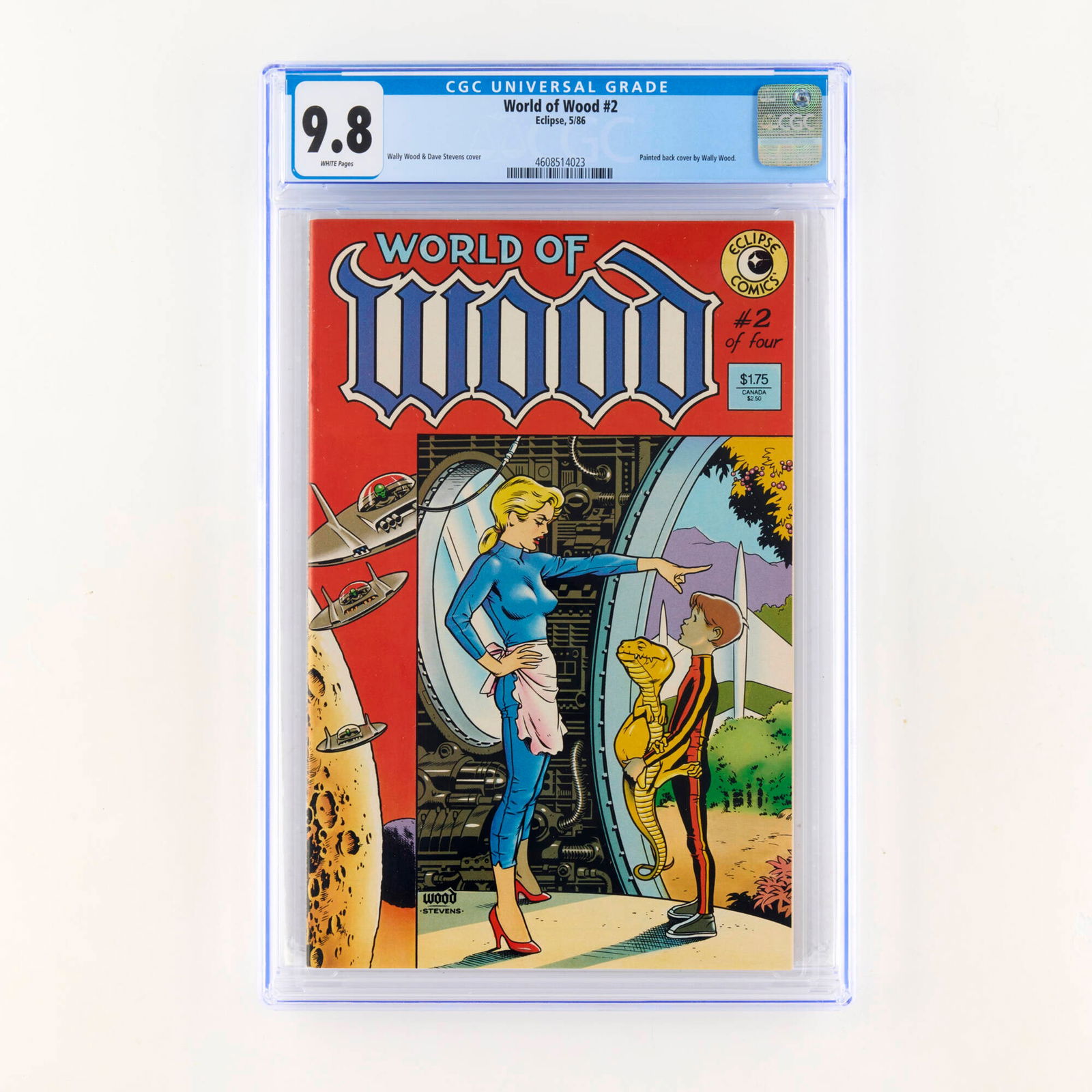Eclipse World of Wood #2 CGC 9.8: Eclipse World of Wood #2 CGC 9.8 USA, 1986 Top Population! This issue includes a tribute to Wally Wood with a painted back cover by the master himself. CGC#: 4608514023 Population: