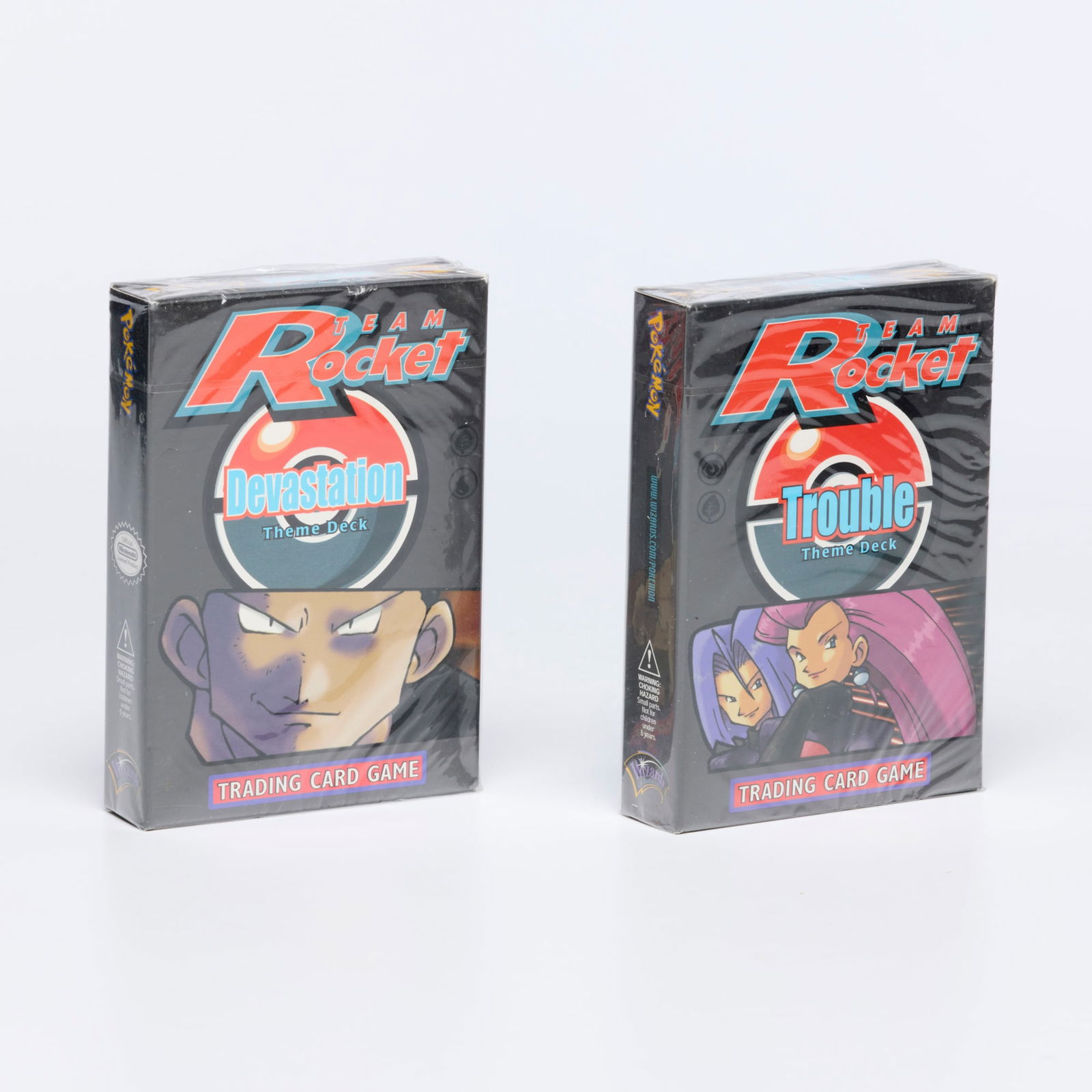 Two 2000 Pokemon Team Rocket Devastation Theme Deck and Trouble Theme Deck Group Factory Sealed: Two 2000 Pokemon Team Rocket Devastation Theme Deck and Trouble Theme Deck Group Factory Sealed USA, 2000 Group includes:2000 Pokemon Team Rocket Devastation Theme Deck and 2000 Pokemon Team Rocket Tr