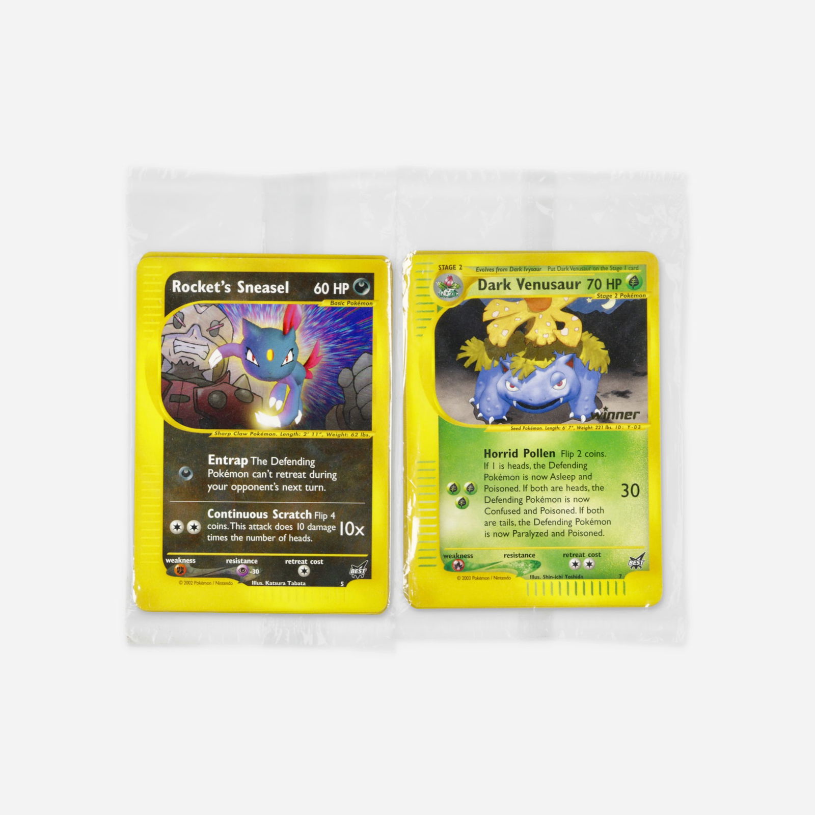 Pokemon Best of Game Promos 5 Rocket's Sneasel 7 Dark Venusaur Winner Uncirculated Pack Sealed (1 of 2)