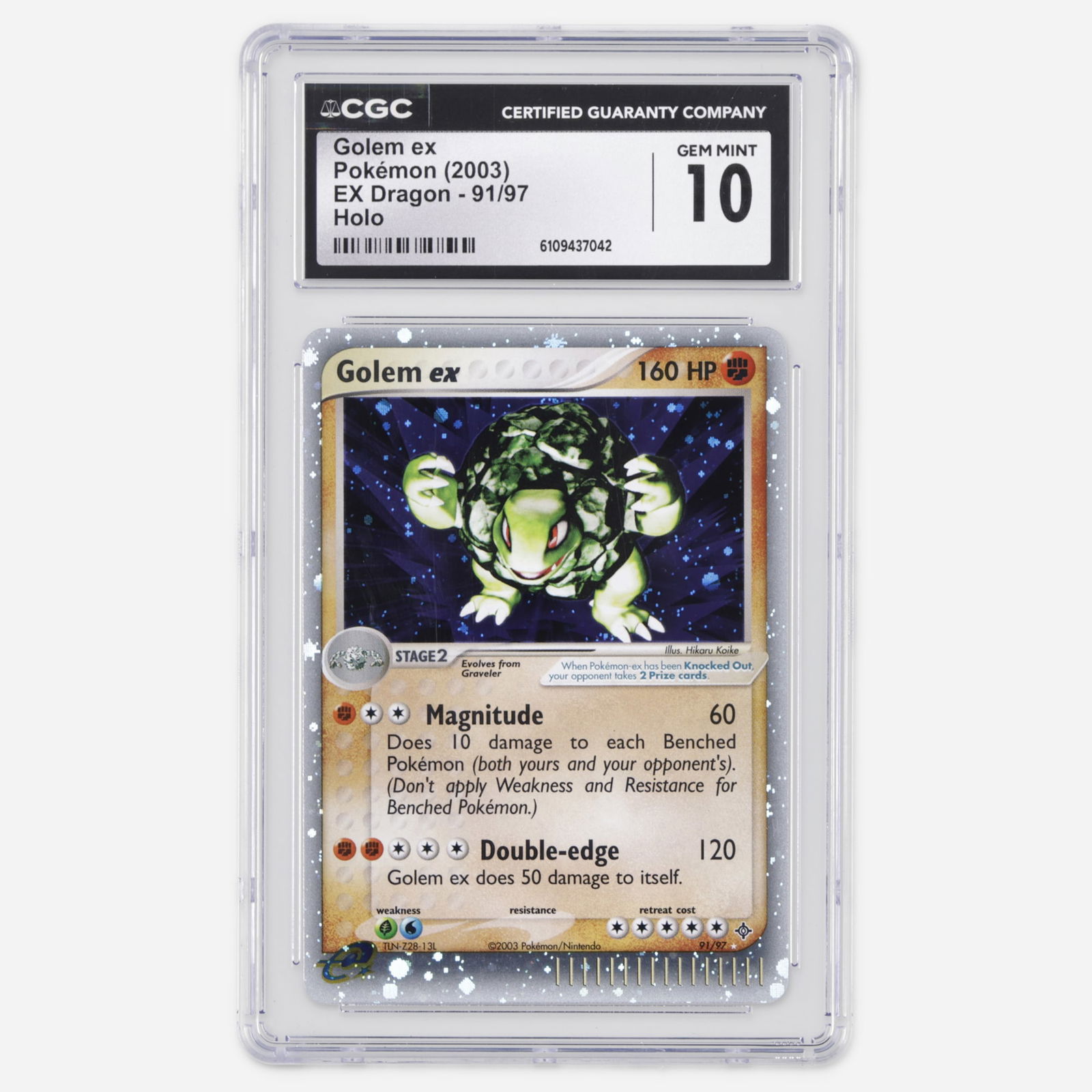 2003 Pokemon EX Dragon 91/97 Golem ex Holo Trading Card CGC 10 (1 of 2)