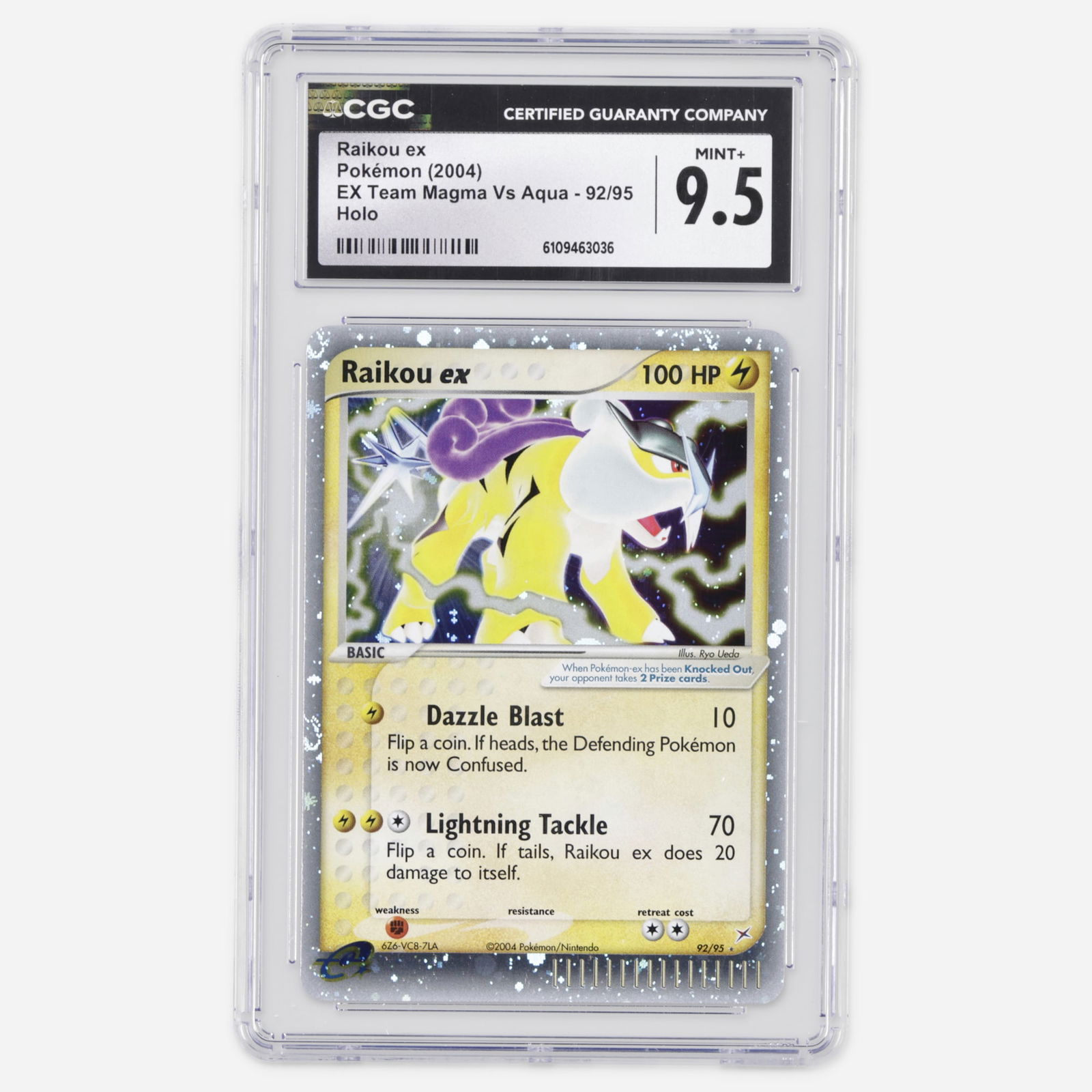 2004 Pokemon EX Team Magma Vs Aqua 92/95 Raikou ex Holo Trading Card CGC 9.5 (1 of 2)