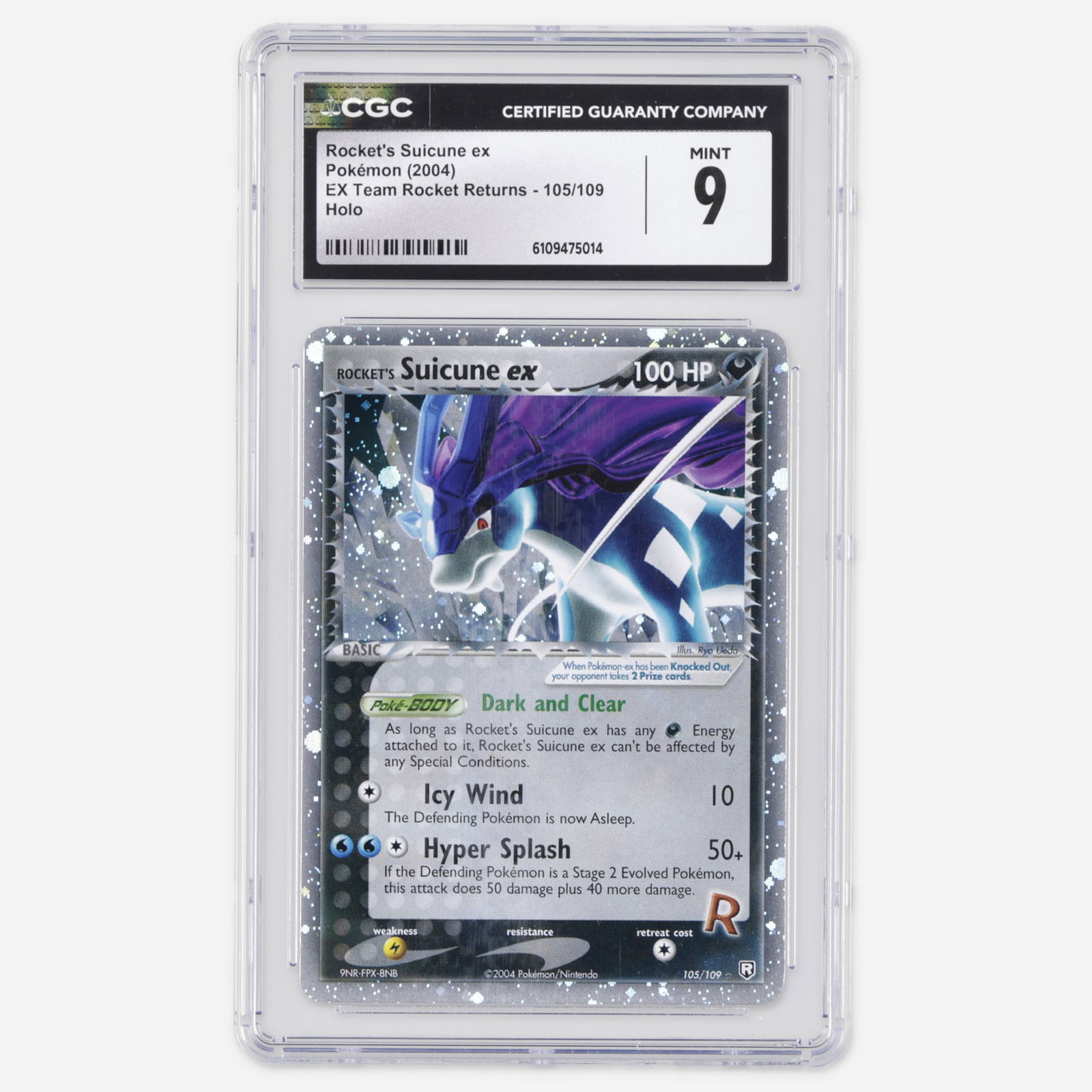 2004 Pokemon EX Team Rocket Returns 105/109 Rocket's Suicune ex Holo Trading Card CGC 9 (1 of 4)