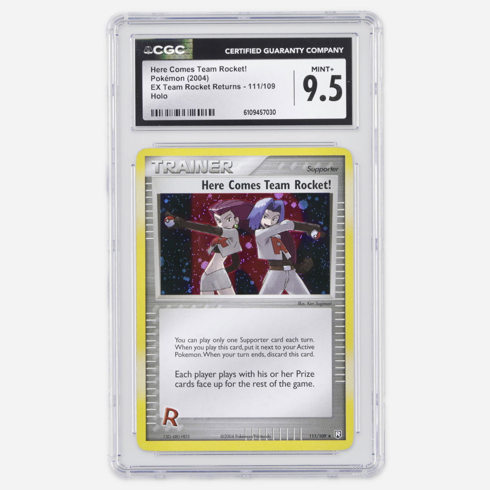 2004 Pokemon EX Team Rocket Returns 111/109 Here Comes Team Rocket! Holo Trading Card CGC 9.5 (1 of 2)