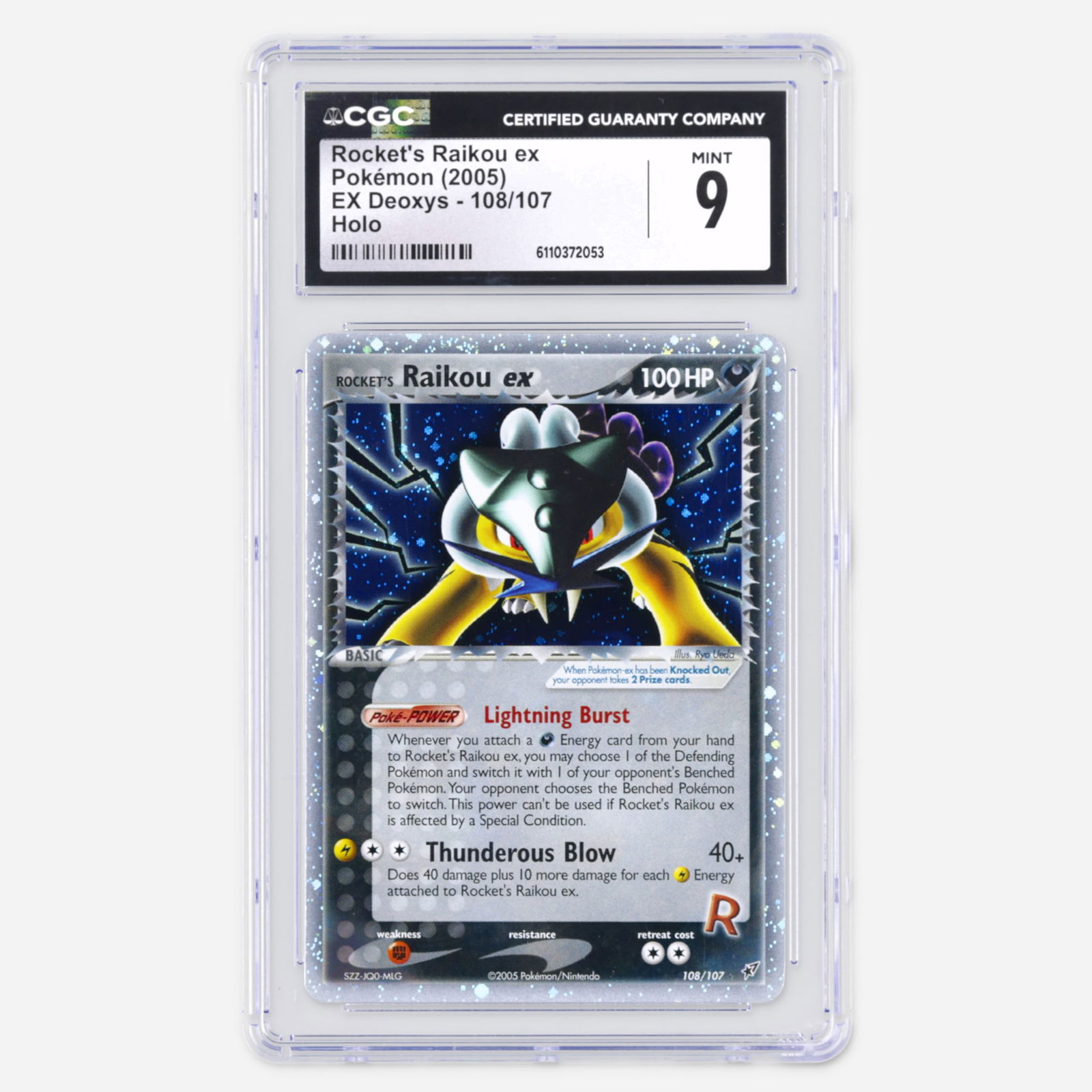 2005 Pokemon EX Deoxys 108/107 Rocket's Raikou ex Holo Trading Card CGC 9 (1 of 2)