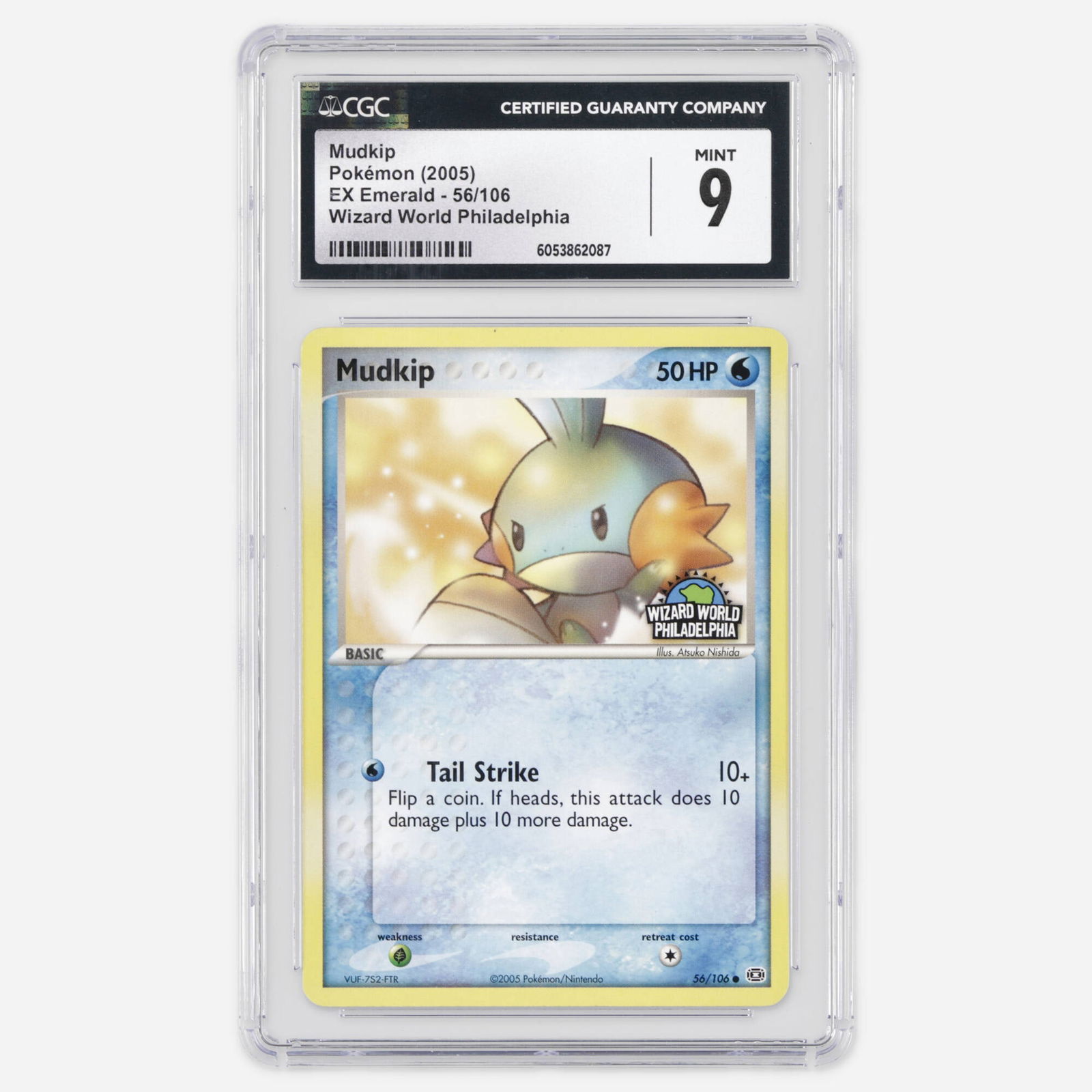 2005 Pokemon EX Emerald 56/106 Mudkip Wizard World Philadelphia Trading Card CGC 9 (1 of 2)