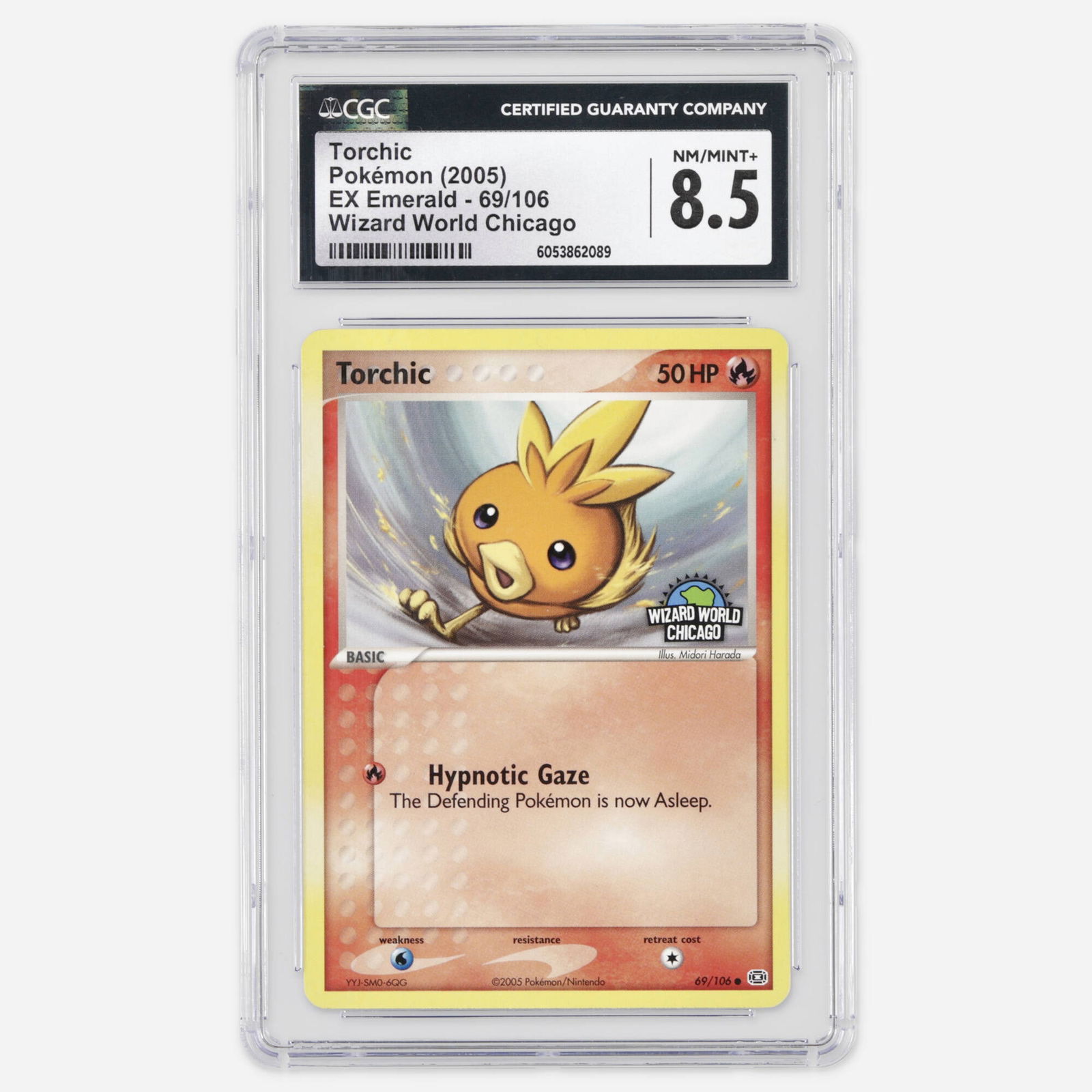 2005 Pokemon EX Emerald 69/106 Torchic Wizard World Chicago Trading Card CGC 8.5 (1 of 2)