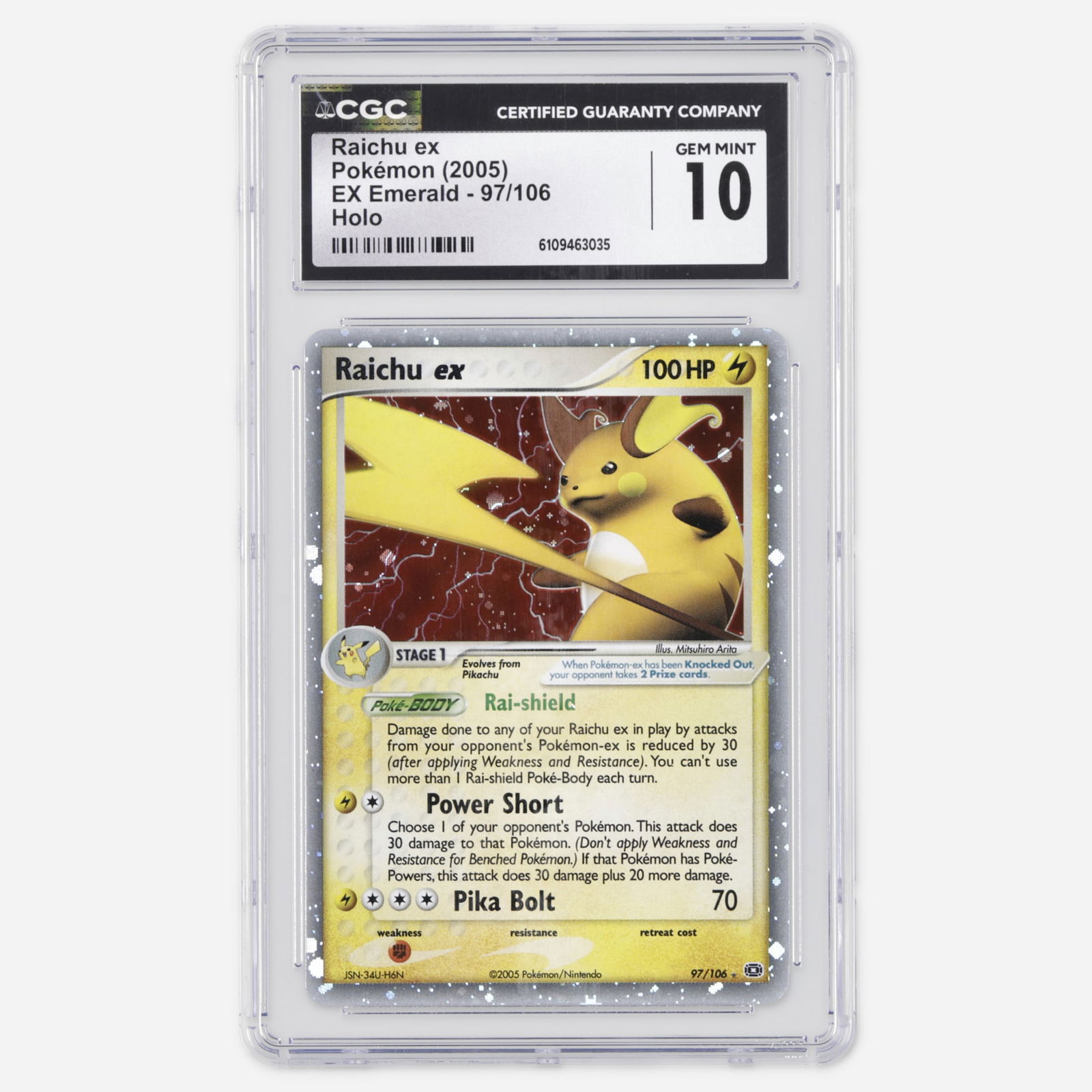 2005 Pokemon EX Emerald 97/106 Raichu ex Holo Trading Card CGC 10 (1 of 2)