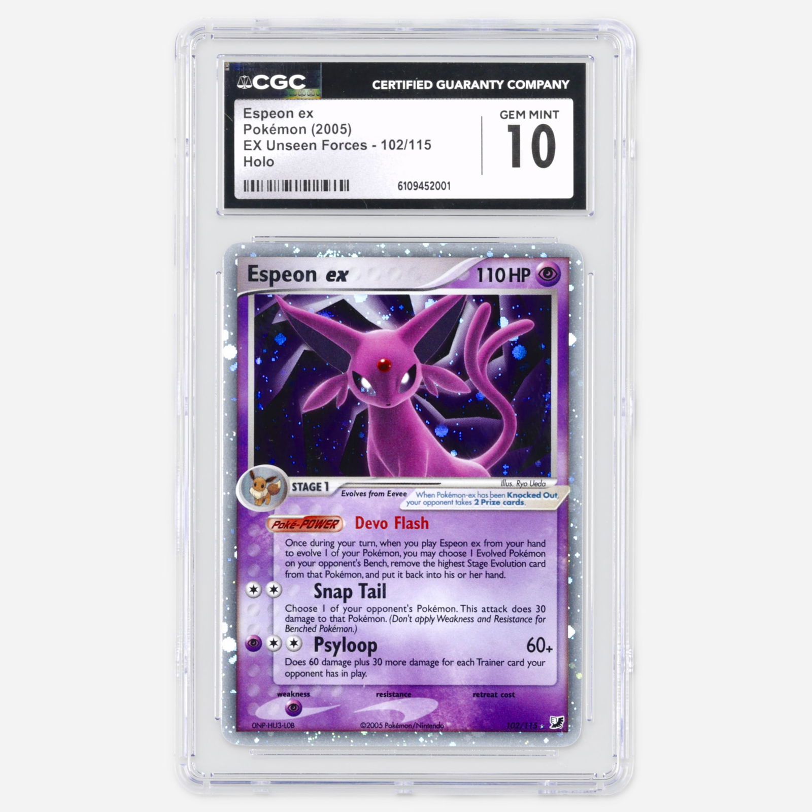 2005 Pokemon EX Unseen Forces 102/115 Espeon ex Trading Card CGC 10 (1 of 2)