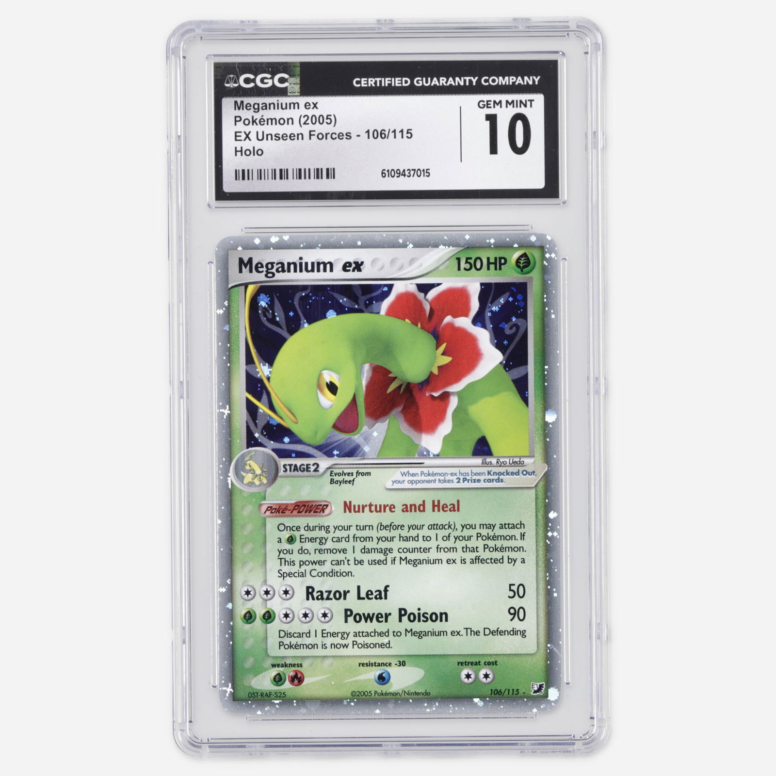 2005 Pokemon EX Unseen Forces 106/115 Meganium ex Holo Trading Card CGC 10 (1 of 2)