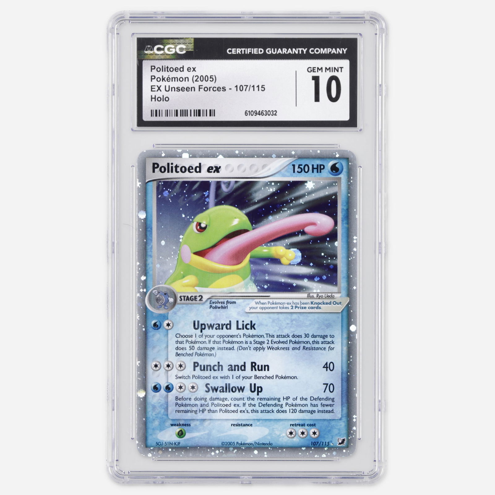 2005 Pokemon EX Unseen Forces 107/115 Politoed ex Holo Trading Card CGC 10 (1 of 2)