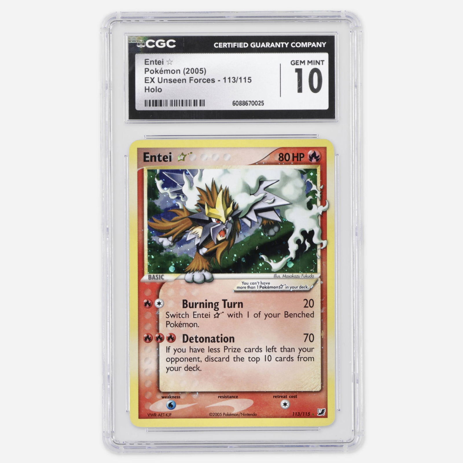 2005 Pokemon EX Unseen Forces 113/115 Entei Gold Star Holo Trading Card CGC 10 (1 of 4)