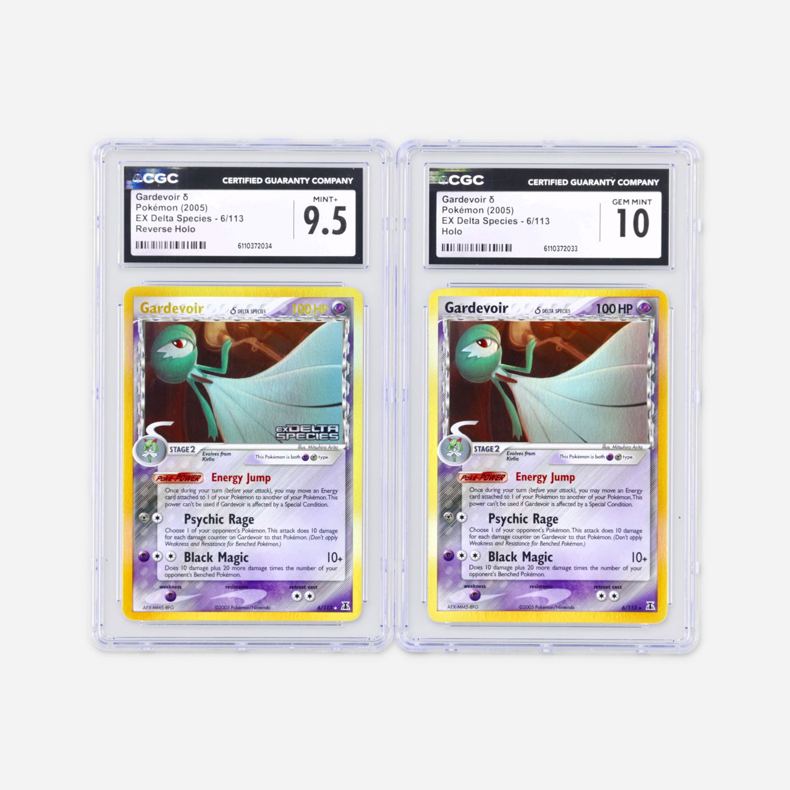 Two 2005 Pokemon EX Delta Species 6/113 Gardevoir ? Holo and Reverse Holo CGC Trading Card Group (1 of 2)
