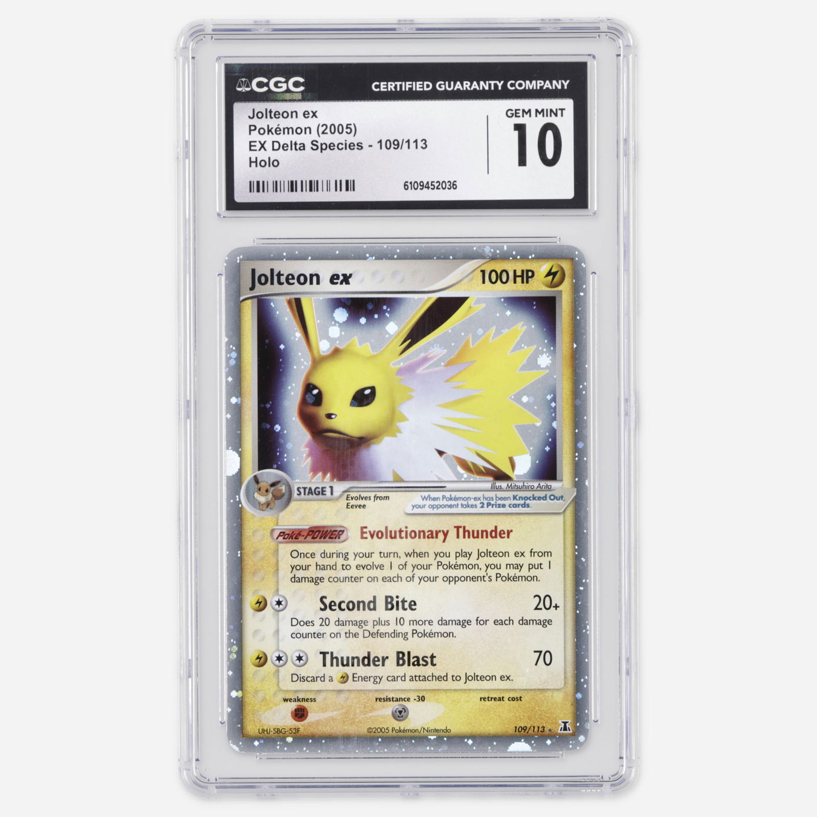 2005 Pokemon EX Delta Species 109/113 Jolteon ex Holo Trading Card CGC 10 (1 of 2)