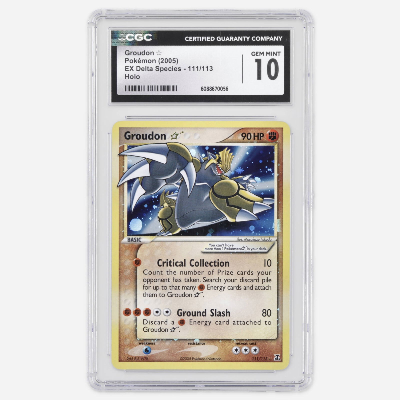 2005 Pokemon EX Delta Species 111/113 Groudon Gold Star Holo Trading Card CGC 10 (1 of 4)