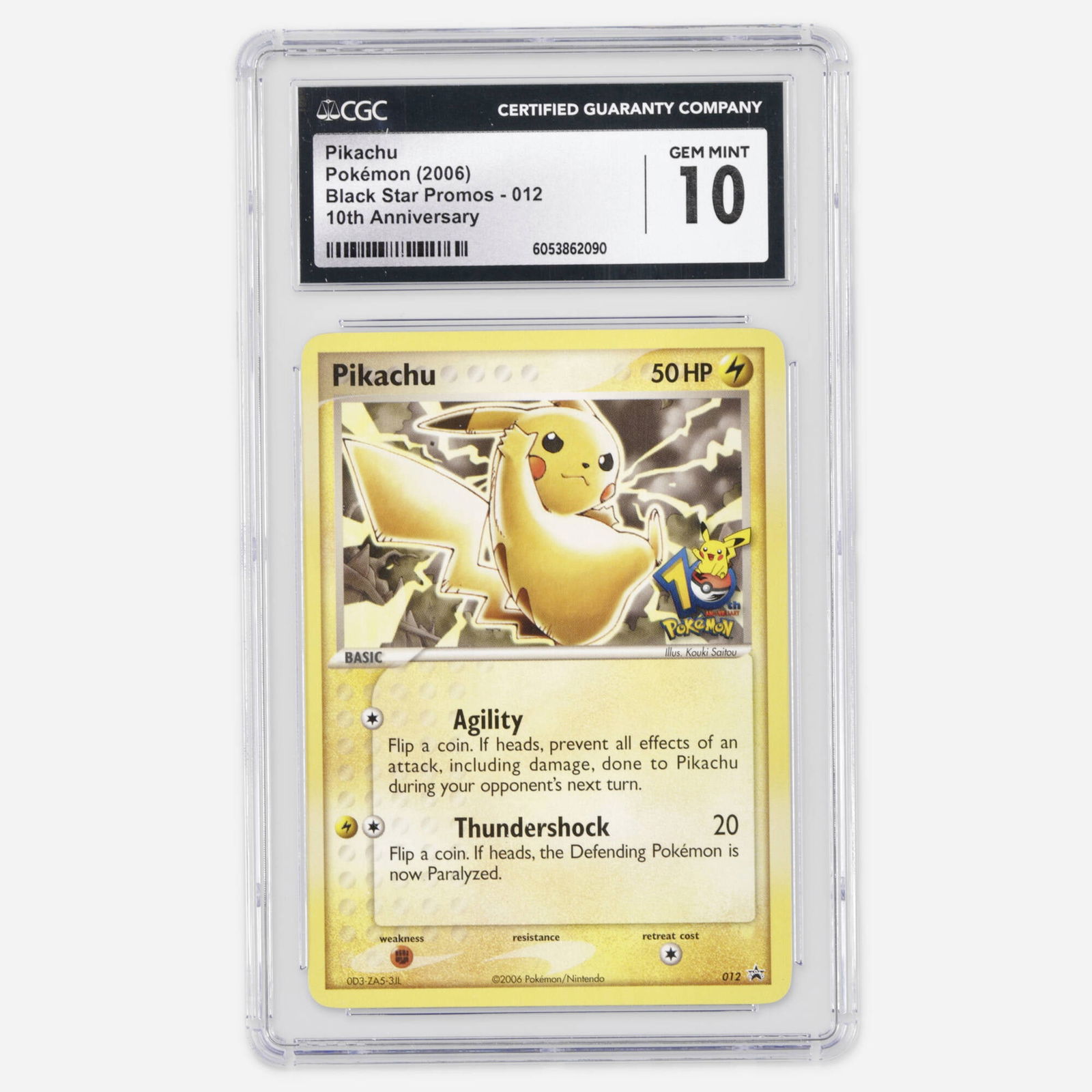 2006 Pokemon Black Star Promos 012 Pikachu 10th Anniversary Trading Card CGC 10 (1 of 2)