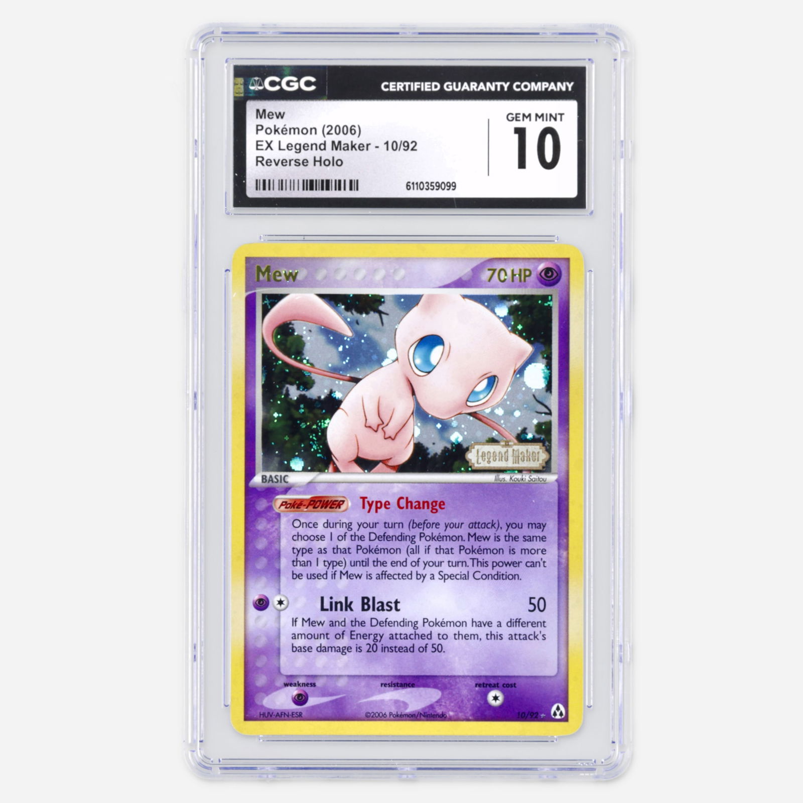 2006 Pokemon EX Legend Maker 10/92 Mew Reverse Holo Trading Card CGC 10 (1 of 2)