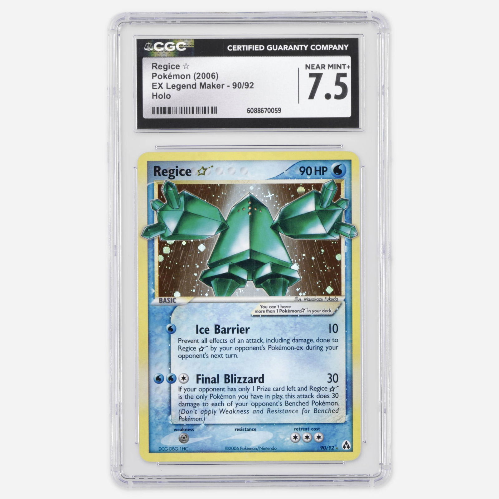 2006 Pokemon EX Legend Maker 90/92 Regice Gold Star Holo Trading Card CGC 7.5 (1 of 4)