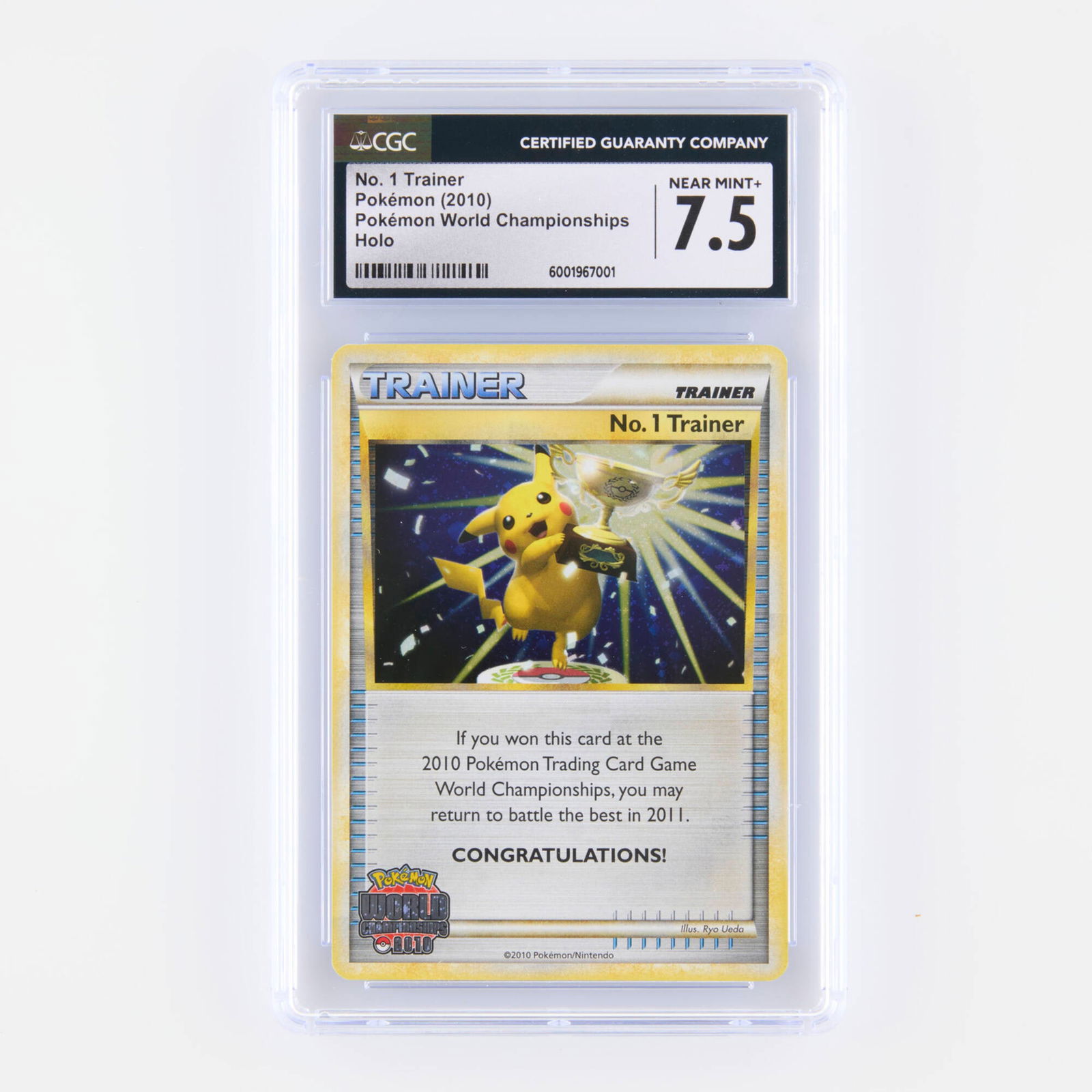 2010 Pokemon Pokemon World Championships No. 1 Trainer Holo Trading Card CGC 7.5 (1 of 4)