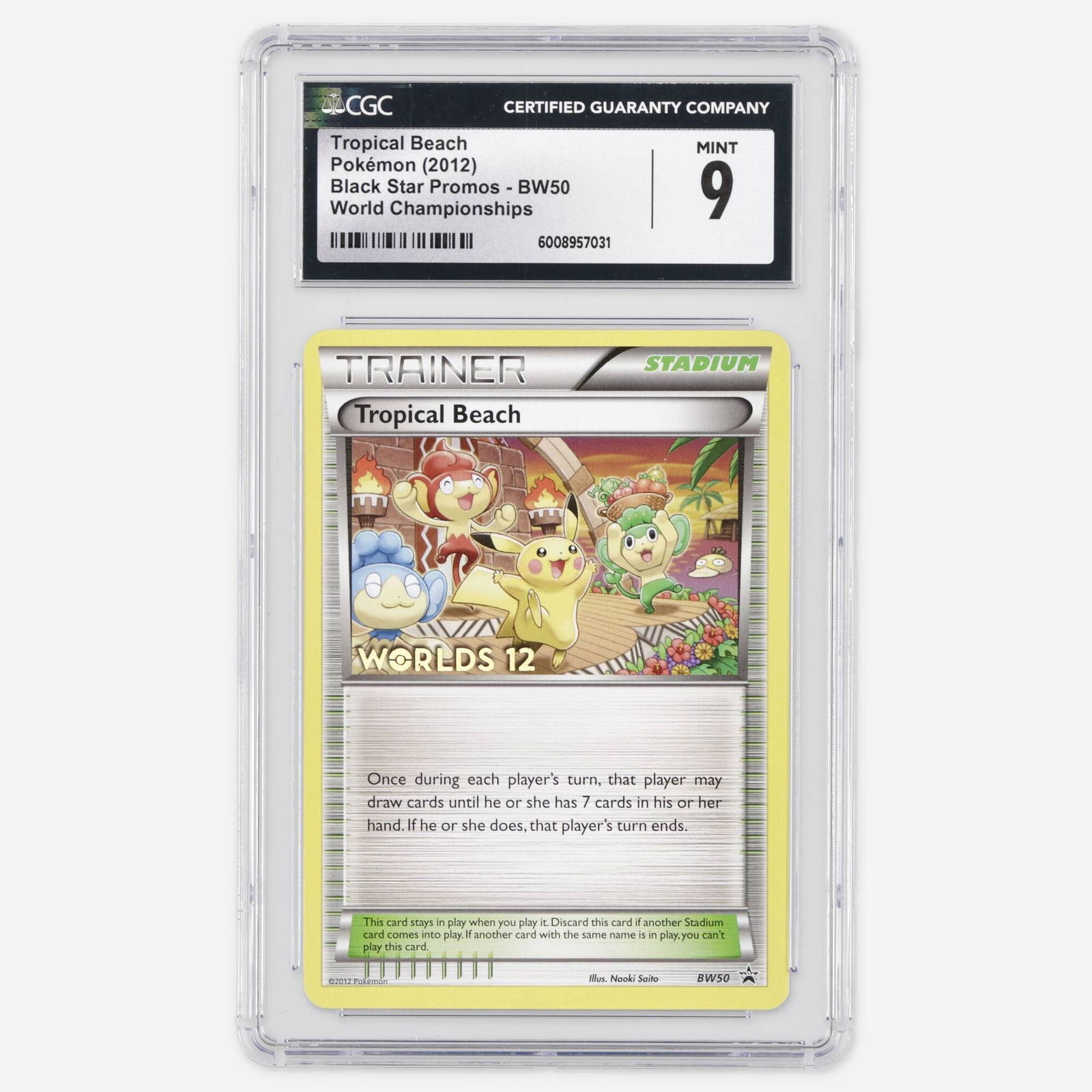 2012 Pokemon Black Star Promos BW50 Tropical Beach World Championships Trading Card CGC 9 (1 of 2)