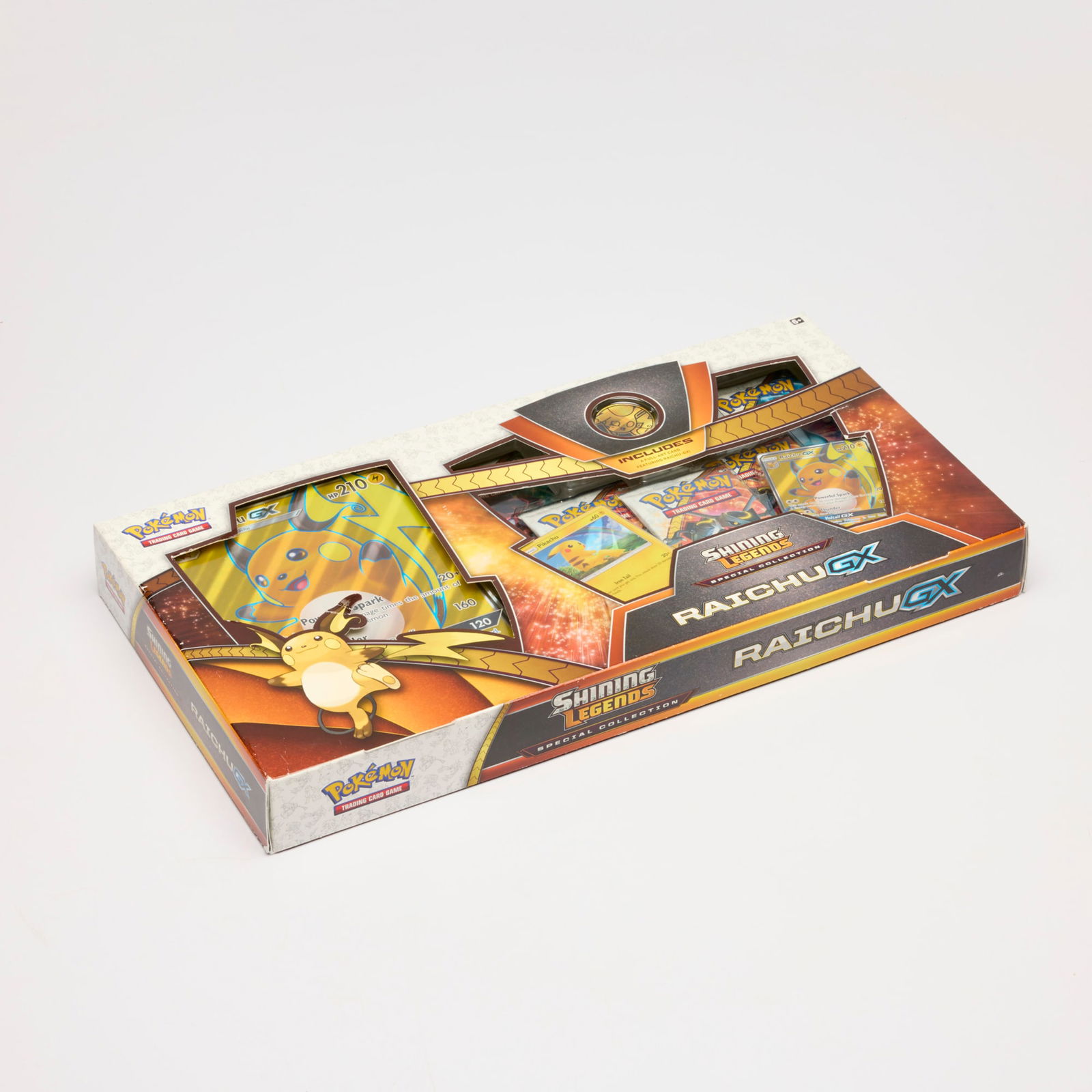 2017 Pokemon Shining Legends Raichu GX Special Collection Box Factory Sealed: 2017 Pokemon Shining Legends Raichu GX Special Collection Box Factory Sealed USA, 2017 Including five Shining Legends booster packs, this set also includes SM90 Raichu GX promo card, Raichu GX jumbo c