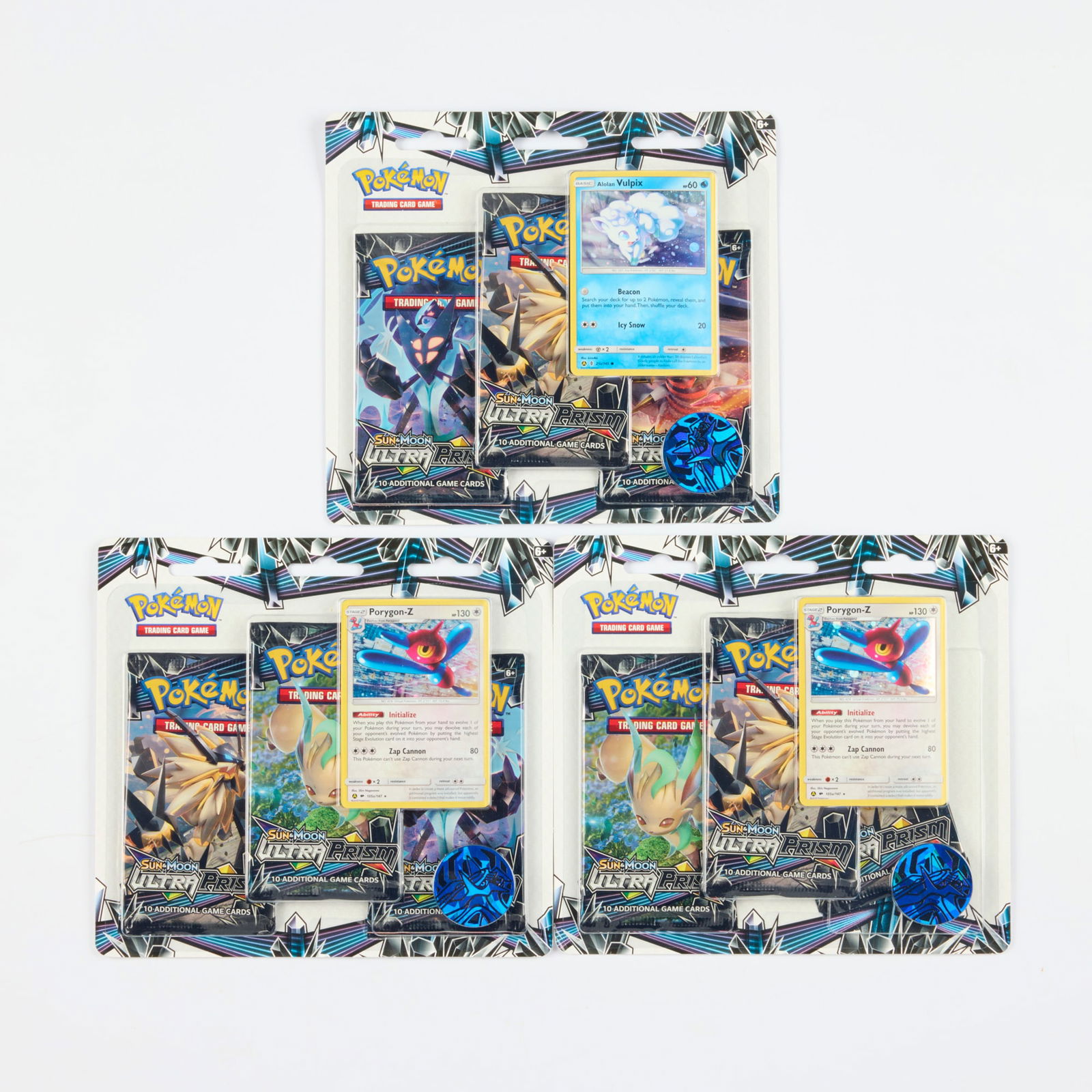 Three 2018 Pokemon Sun & Moon Ultra Prism 3-Pack Blister Pack Group Factory Sealed (1 of 2)
