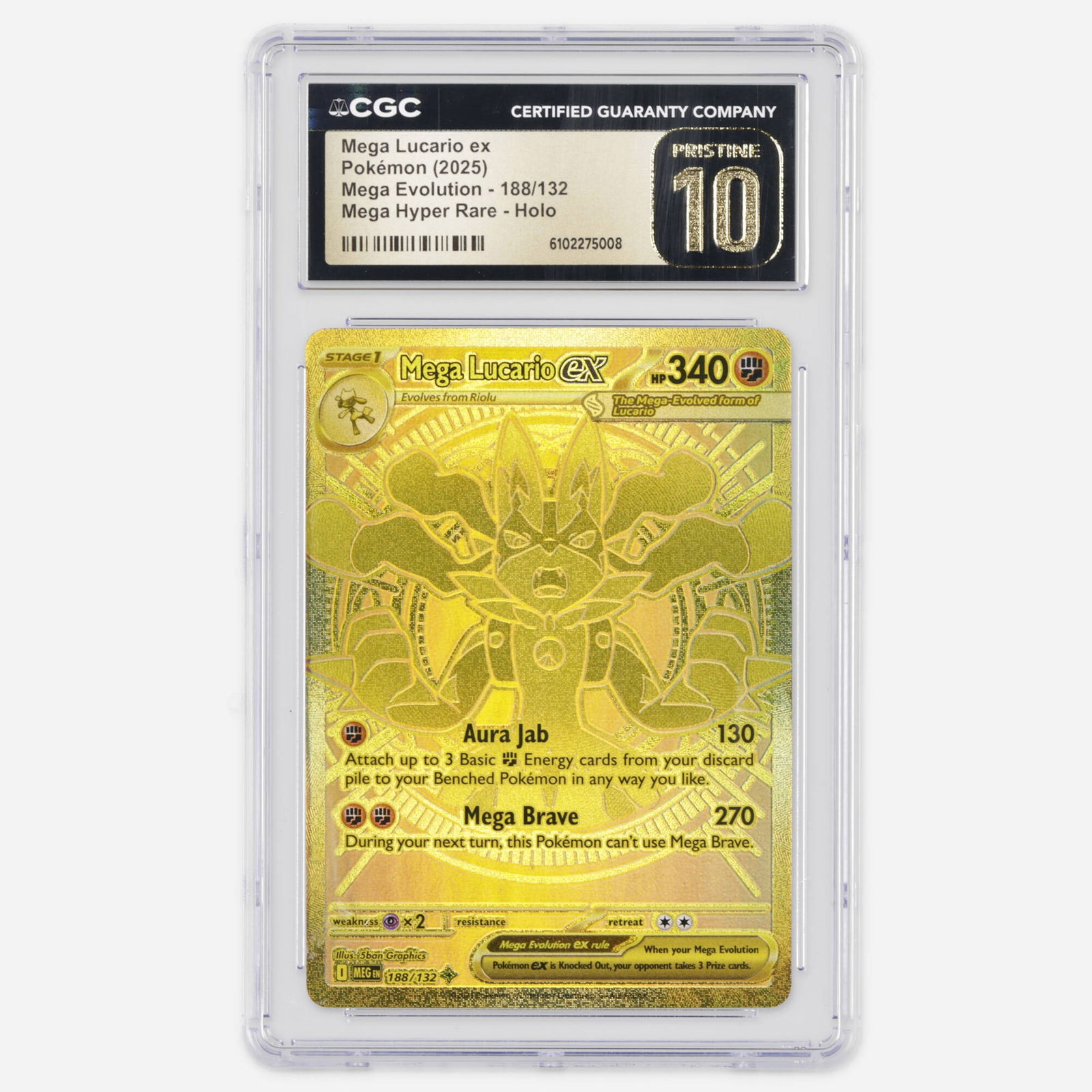 2025 Pokemon Mega Evolution 188/132 Mega Lucario ex Mega Hyper Rare Holo CGC 10 Pristine (1 of 2)