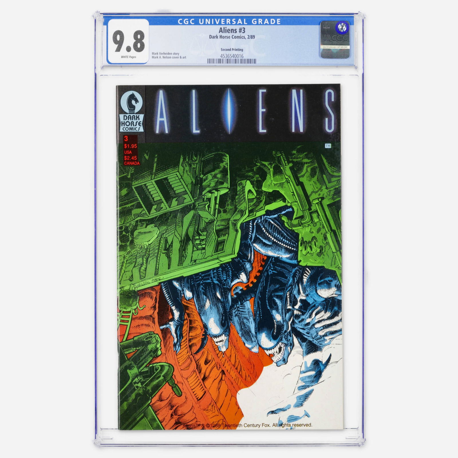 Dark Horse Comics Aliens #3 CGC 9.8 Second Print (1 of 2)