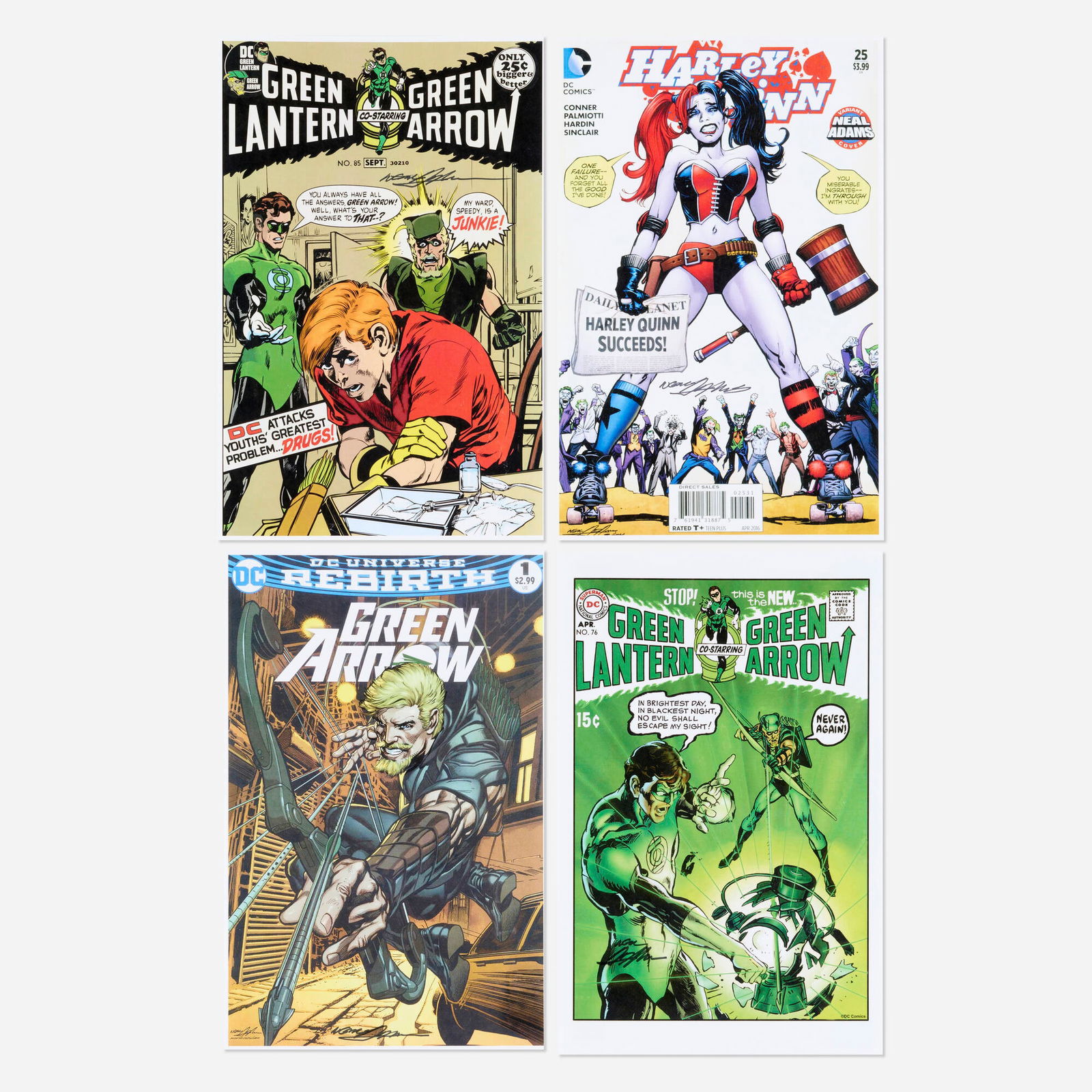 Neal Adams, Group of 4 Signed DC Comics Cover Prints: Neal Adams Group of 4 Signed DC Comics Cover Prints print 17 h x 11 w in (43 x 28 cm) Condition Notes: Prints are in overall very good condition This work will ship from Millville, Massachusetts.