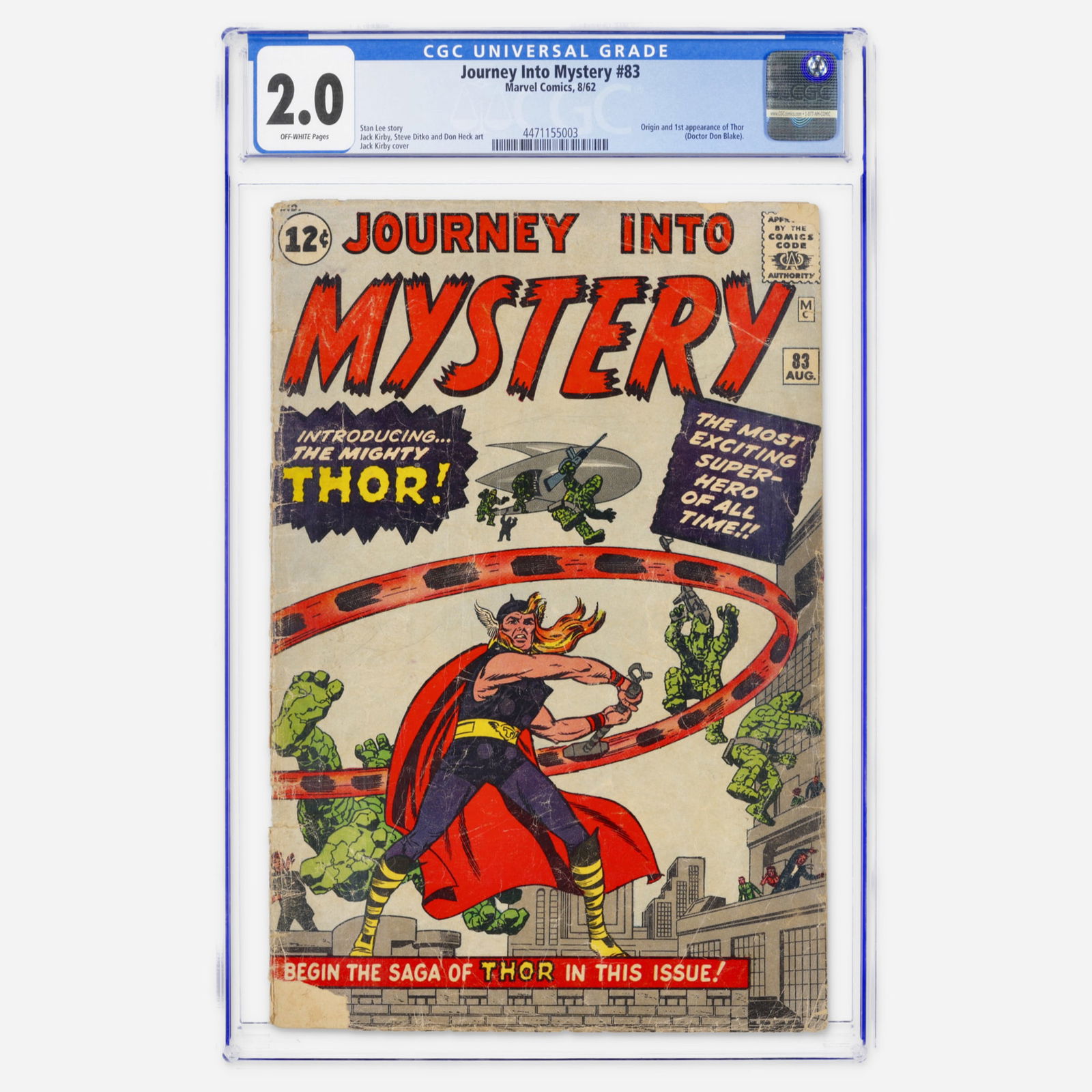 Marvel Comics Journey Into Mystery #83 CGC 2.0 (1 of 2)