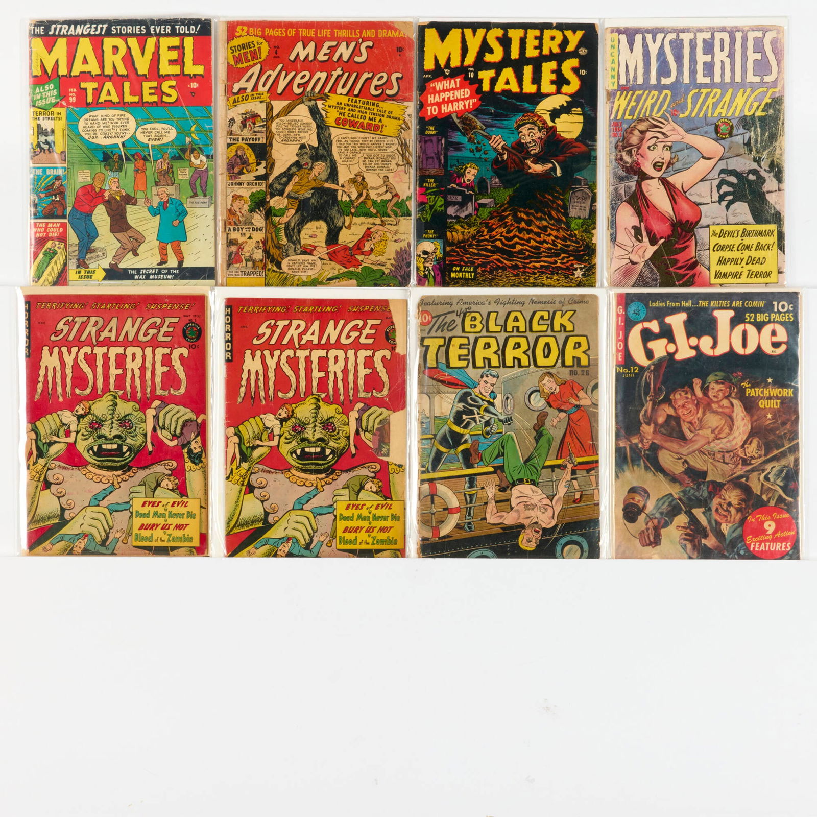 8 Golden Age Mixed Publisher Tales and Mysteries Group: 8 Golden Age Mixed Publisher Tales and Mysteries Group USA, 20th Century Group includes:Atlas Comics Mystery Tales #10 (1.0-1.8); Nedor Publications Black Terror #26 (0.5 in