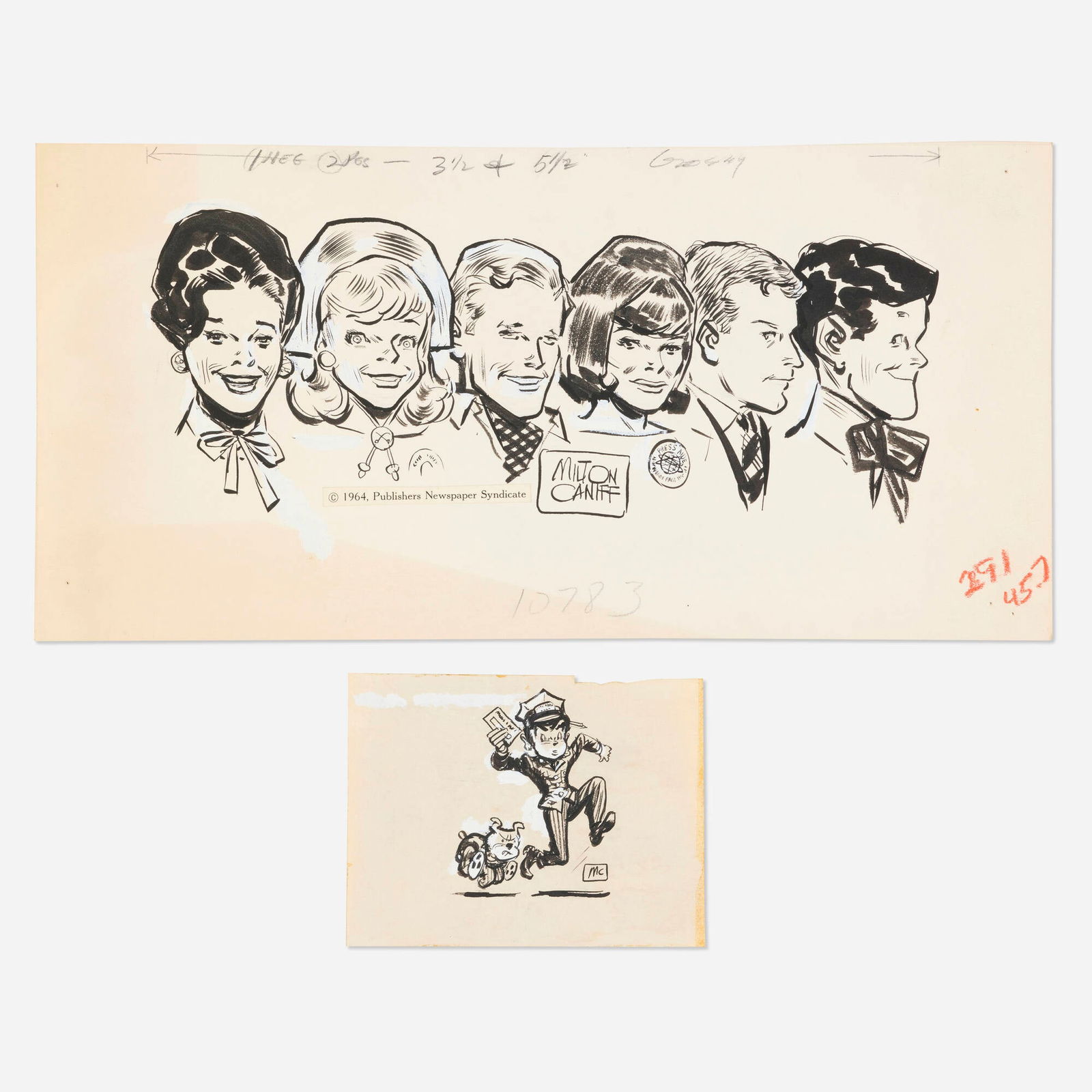 Milton Caniff, Group of 2 Original Art Illustrations (Publishers Newspaper Syndicate, 1964) (1 of 2)